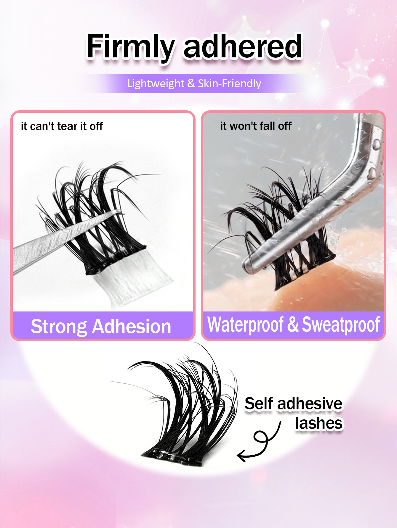 72 Pcs Self Adhesive Lashes Fluffy False Eyelash Clusters, 10-16mm Mixed Length, No Glue Needed, No Remover, Quick Makeup, 3D Fluffy Cat Eye Glue-free Desgin Individual Lashes, Self-Adhesive DIY Eyelash, Pre-Glued Lash Clusters, Natural Lengthening
