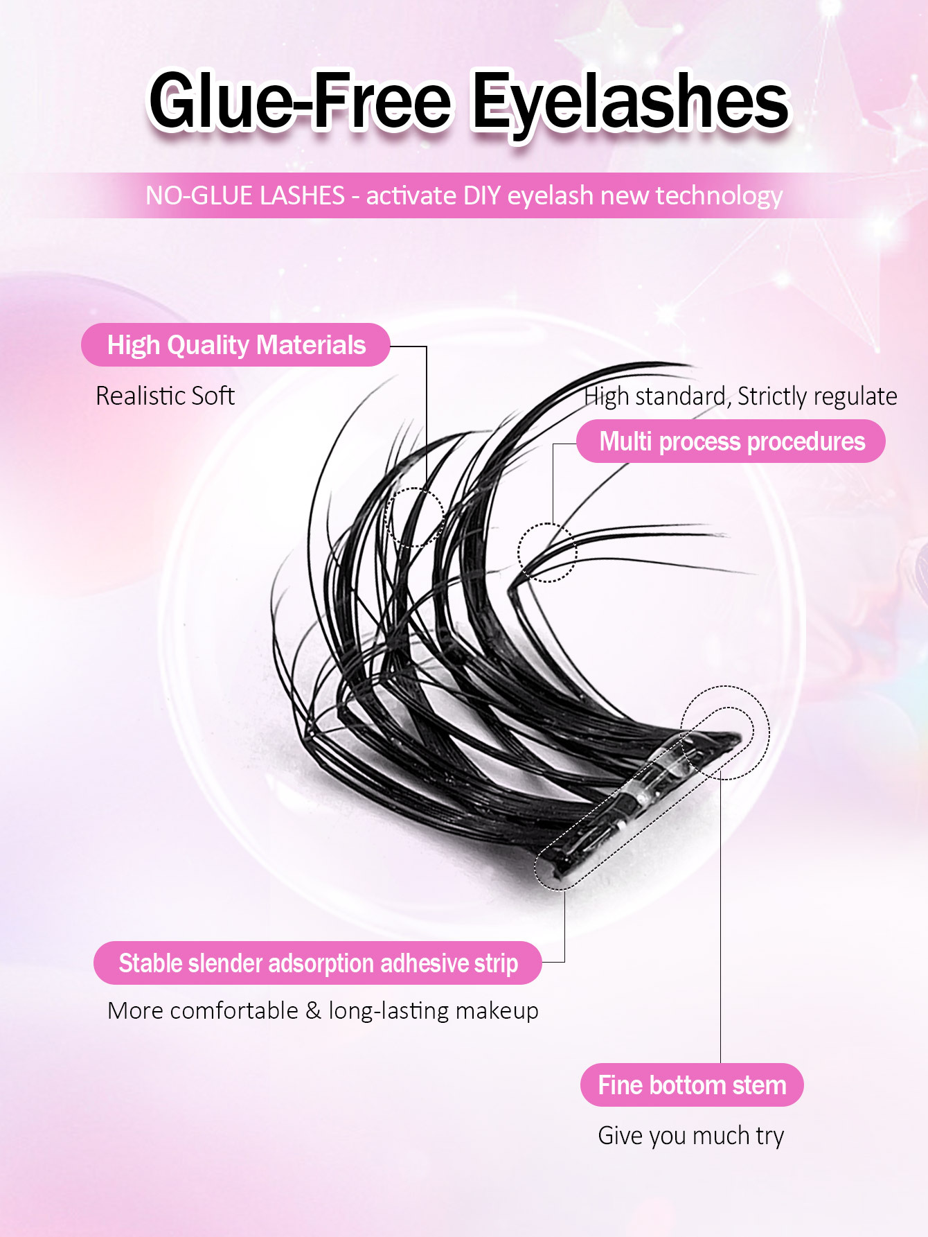 72 Pcs Self Adhesive Lashes Fluffy False Eyelash Clusters, 10-16mm Mixed Length, No Glue Needed, No Remover, Quick Makeup, 3D Fluffy Cat Eye Glue-free Desgin Individual Lashes, Self-Adhesive DIY Eyelash, Pre-Glued Lash Clusters, Natural Lengthening