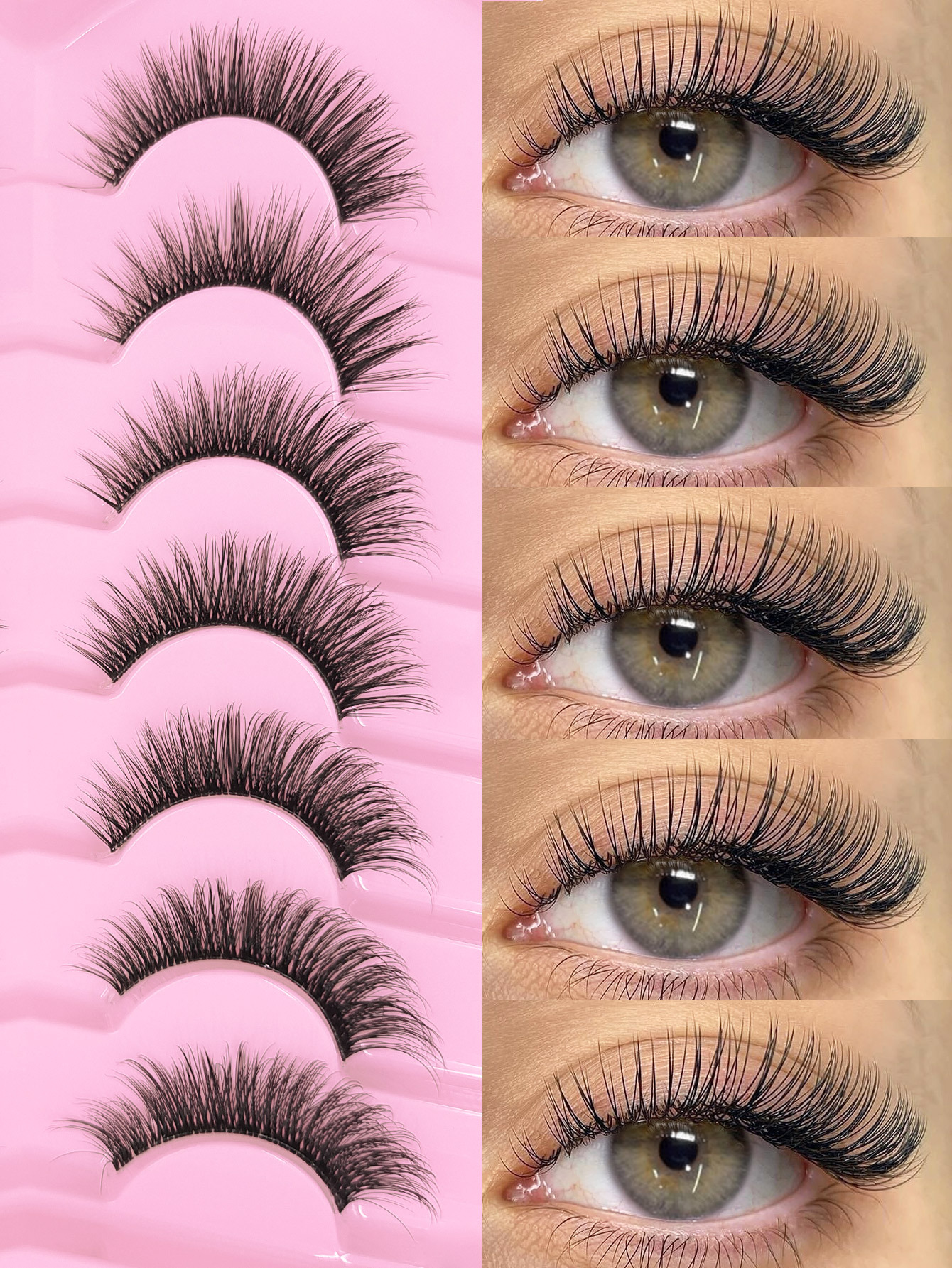 Sibeuna7 Pairs Transparent Delicate Natural False Eyelashes - Reusable, Lightweight & Comfortable, Soft &Wispy, Create Charming Eye Makeup - Perfect For Daily Wear, Eyelash Strips, Eyelashes, False Eyelash