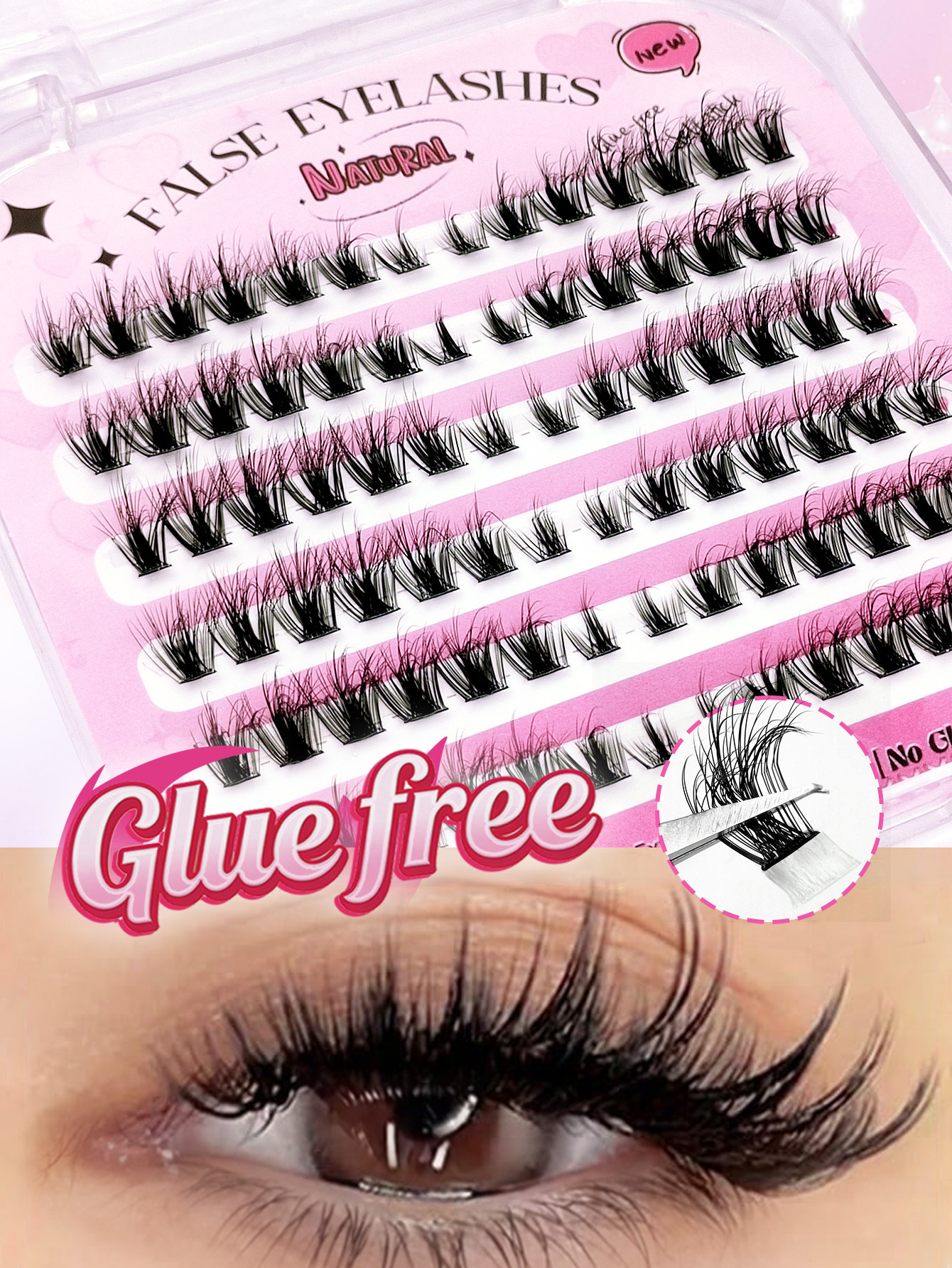84Pcs Self Adhesive Lashes Fluffy False Eyelash Clusters, 10-16mm Mixed Length, No Glue Needed, No Remover, Quick Makeup, 3D Fluffy Cat Eye Glue-free Desgin Individual Lashes, Self-Adhesive DIY Eyelash, Pre-Glued Lash Clusters, Natural Lengthening