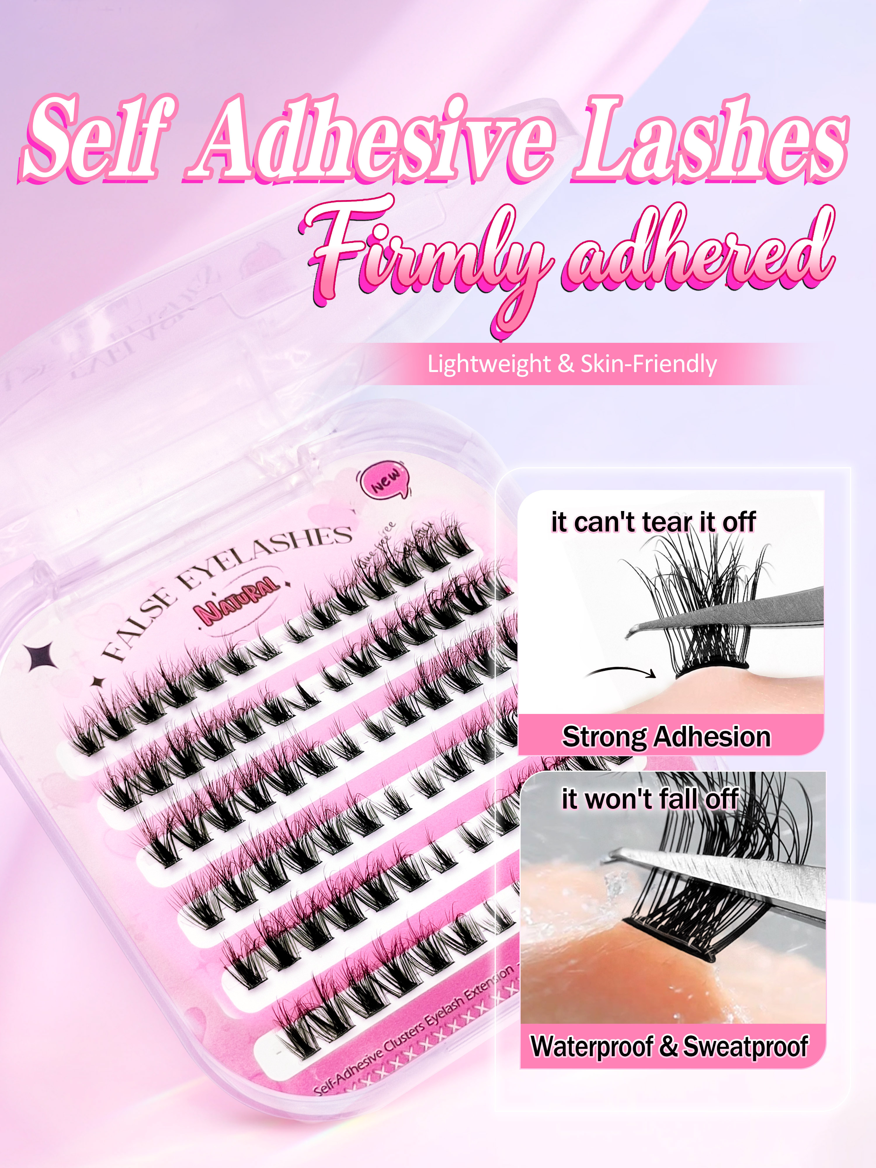 84Pcs Self Adhesive Lashes Fluffy False Eyelash Clusters, 10-16mm Mixed Length, No Glue Needed, No Remover, Quick Makeup, 3D Fluffy Cat Eye Glue-free Desgin Individual Lashes, Self-Adhesive DIY Eyelash, Pre-Glued Lash Clusters, Natural Lengthening