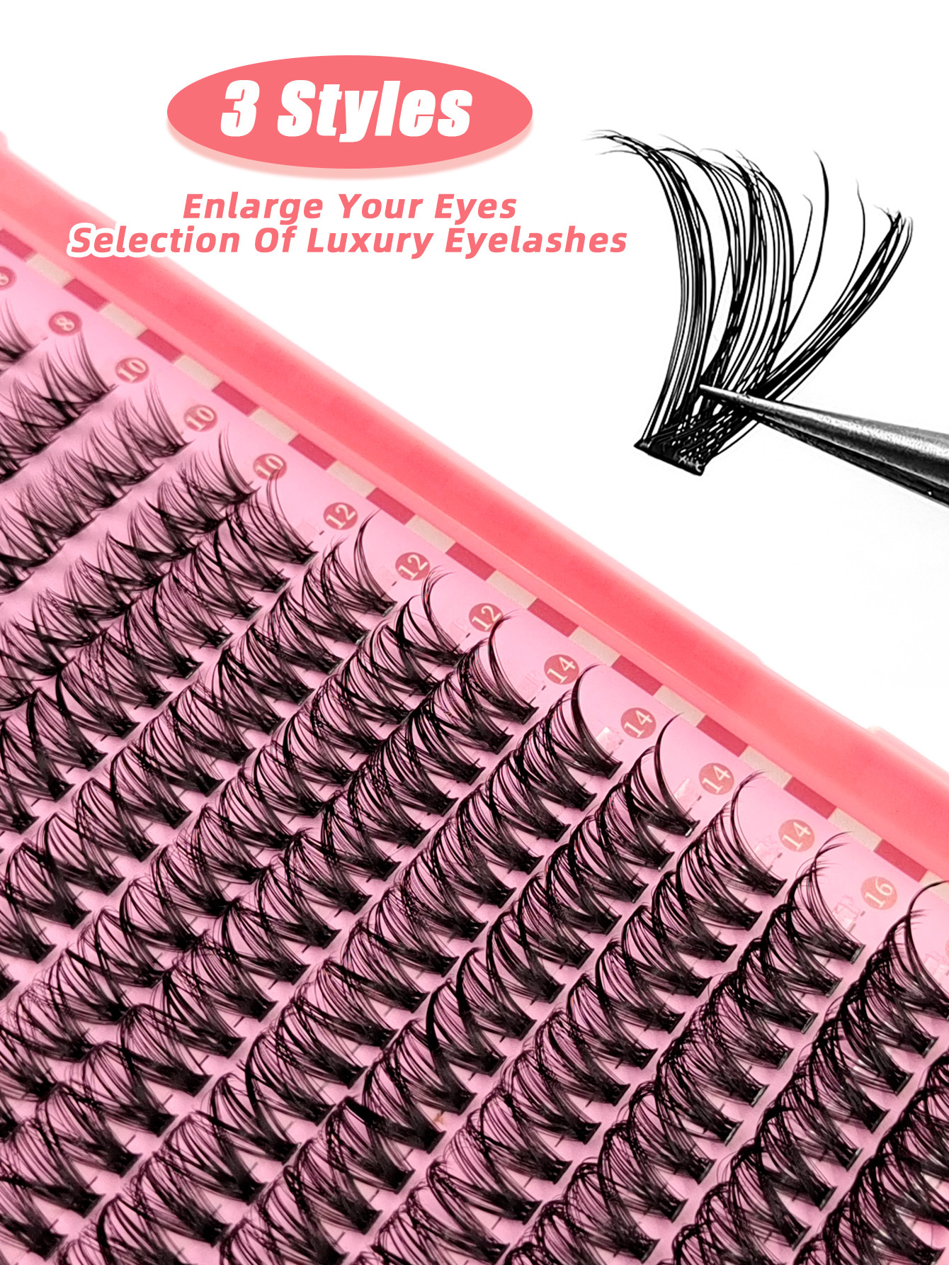 Sibeuna  640PCS 30D+40D+50D Eyelashes Book D Curl Natural & Soft & Fluffy Extension Lashes 3 Styles DIY Cluster Eyelashes For Party,Travel,Vocation,Beach