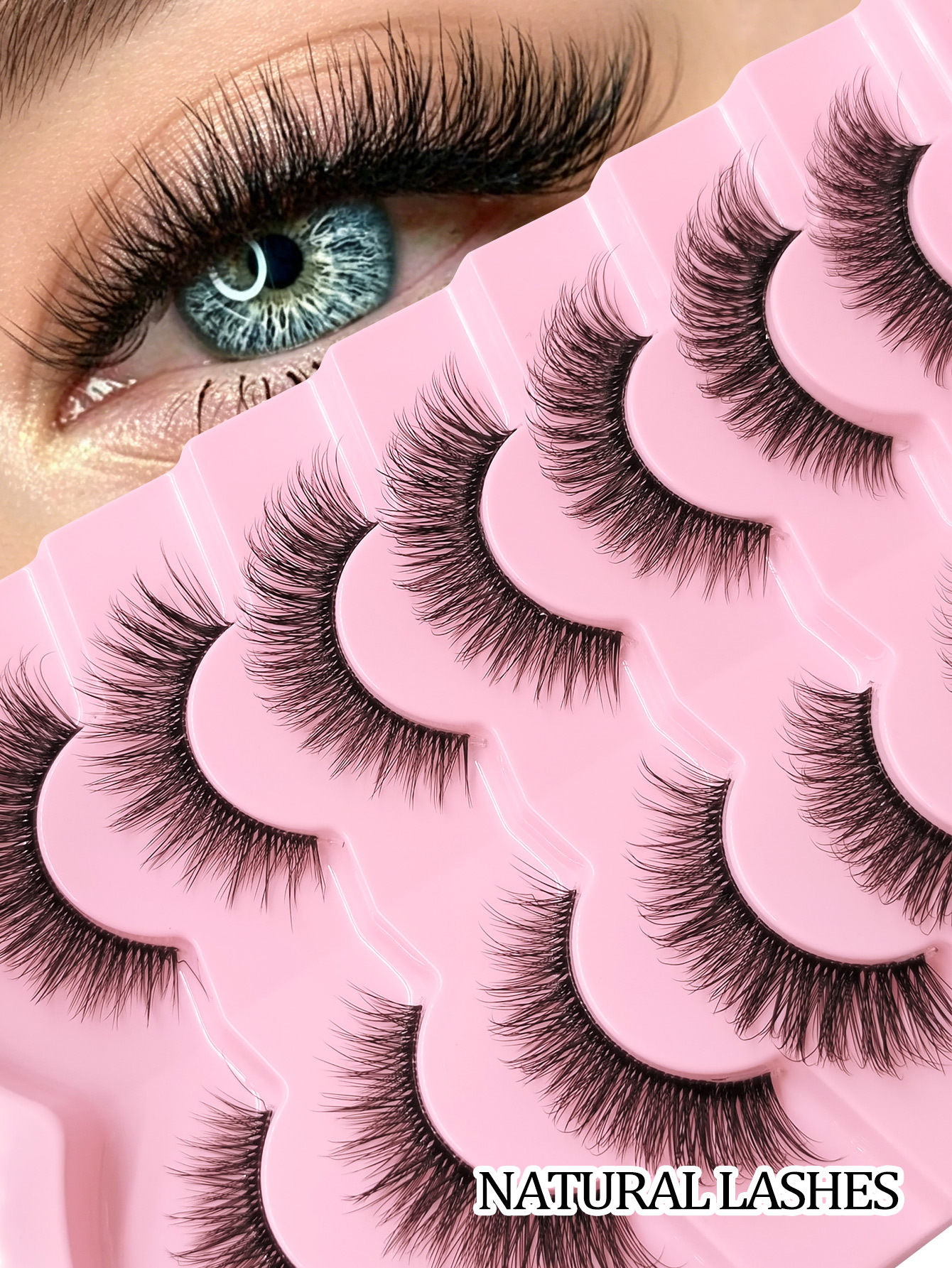 Sibeuna7 Pairs Transparent Delicate Natural False Eyelashes - Reusable, Lightweight & Comfortable, Soft &Wispy, Create Charming Eye Makeup - Perfect For Daily Wear, Eyelash Strips, Eyelashes, False Eyelash
