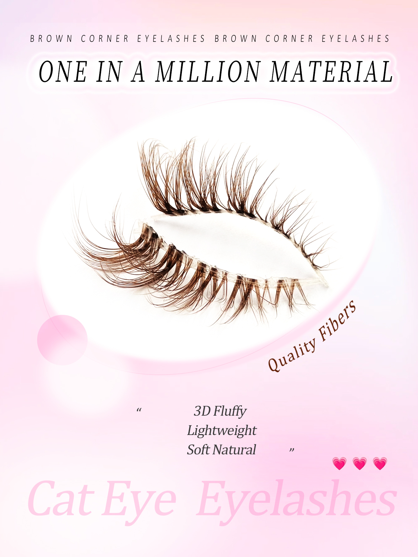 Sibeuna 7 Pairs Brown Half Lashes Soft Natural Look False Eyelashes, Cat Eye Lashes Faux Mink Lashes Makeup Extension Fake Lashes
