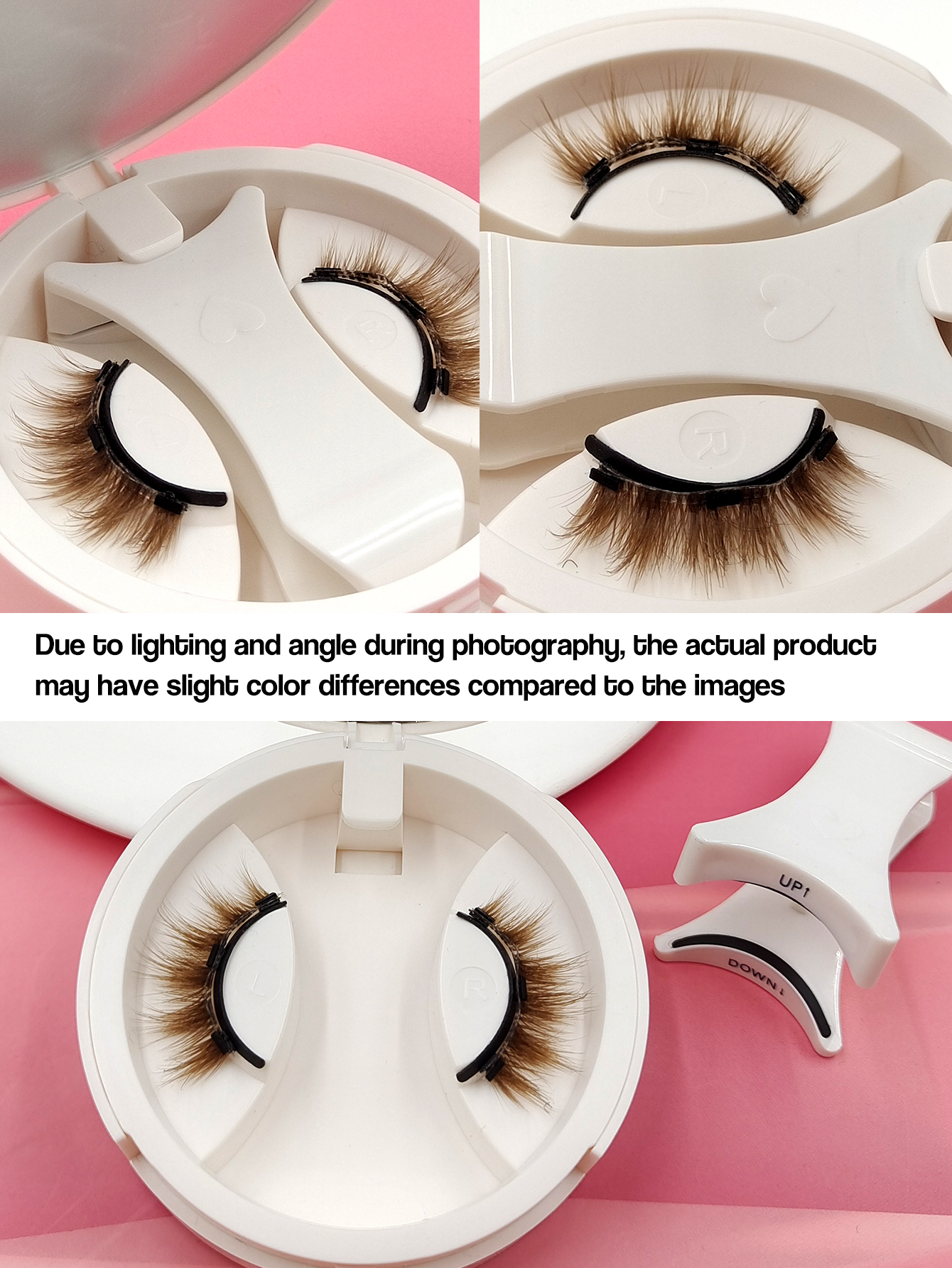 Sibeuna A Pair Of Brown Magnetic False Eyelashes, Brown Half Eyelash Model, Short Magnetic Eyelashes, Natural Cat Eye Makeup Effect Reusable, Suitable For Extending Eyelashes