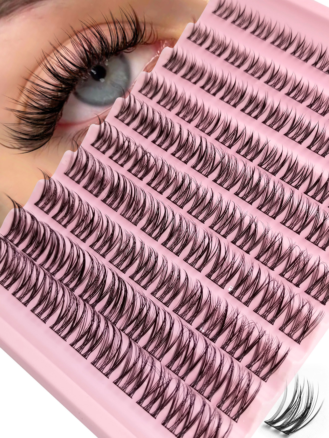 Sibeuna 110pcs D-Curl False Eyelashes, 8-16mm Fluffy Wispy Individual Lashes, Faux Mink Lashes, Reusable Lash Clusters, Lash Clusters, Individual False Lashes, Eyelashes, False Eyelashes