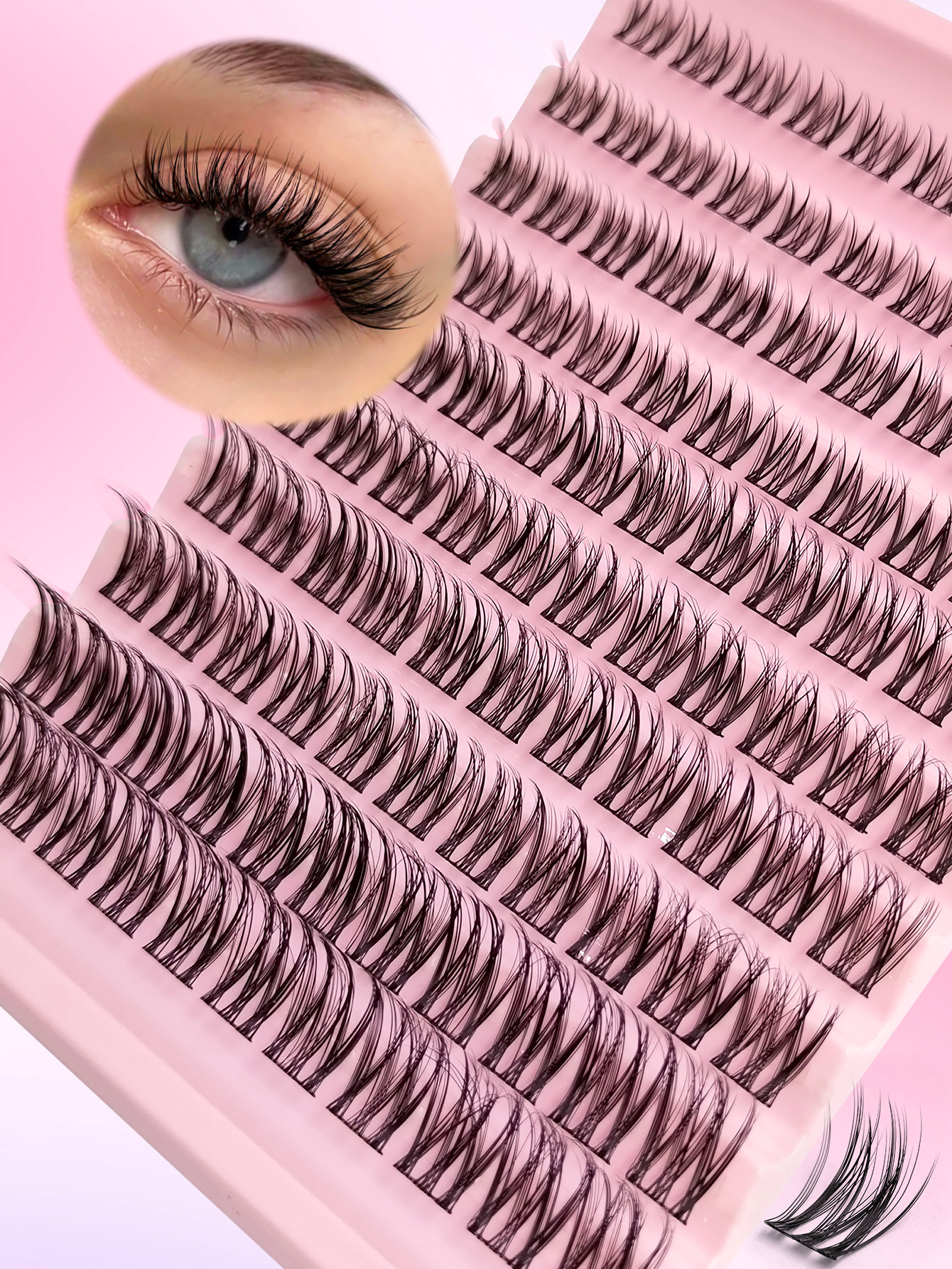 Sibeuna 110pcs D-Curl False Eyelashes, 8-16mm Fluffy Wispy Individual Lashes, Faux Mink Lashes, Reusable Lash Clusters, Lash Clusters, Individual False Lashes, Eyelashes, False Eyelashes