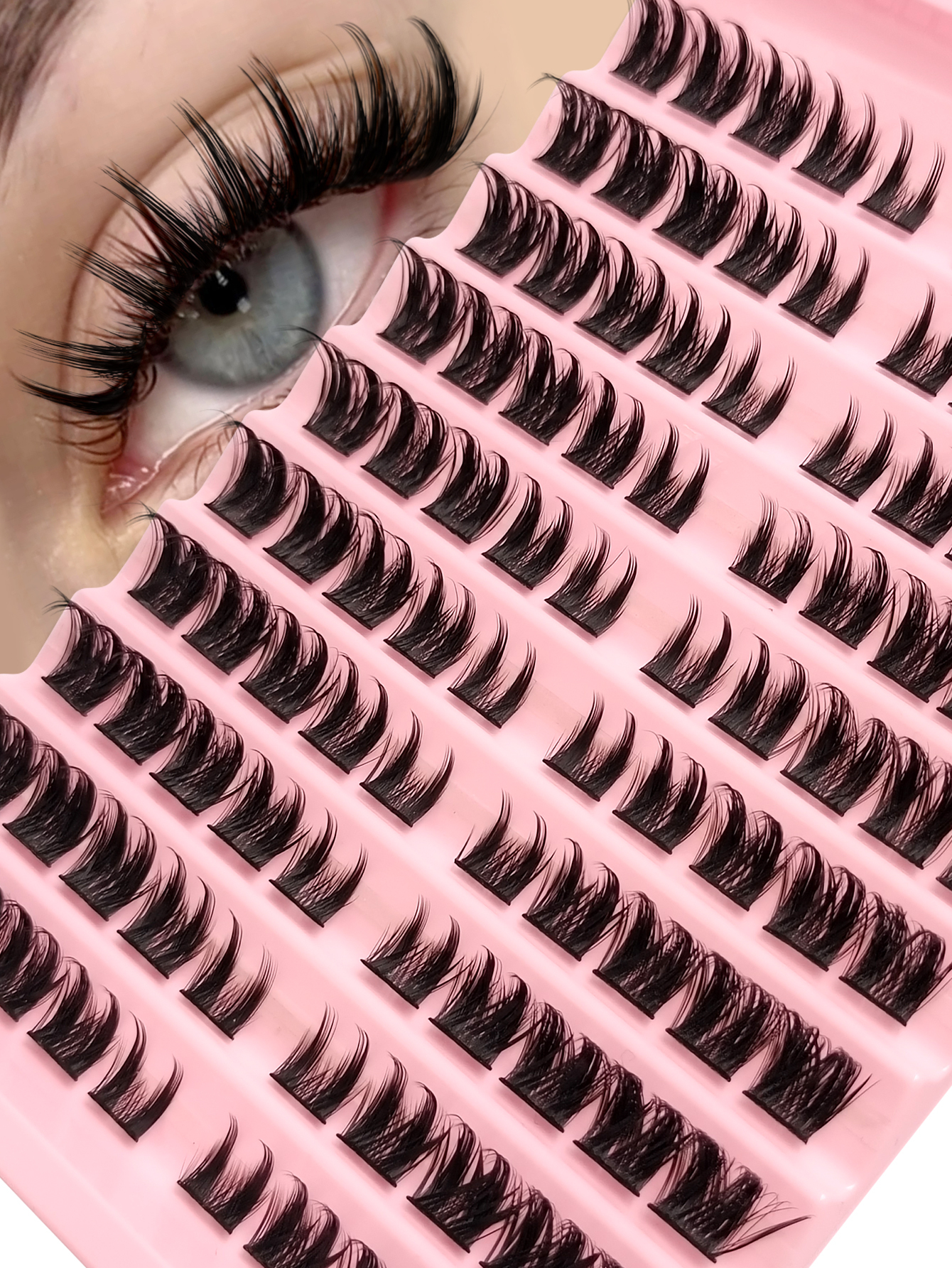 New Arrival 100pcs Volume Lash Clusters - D Curl Anime Style Fluffy False Eyelashes, 8-16mm Individual Lashes Extension Set for Makeup