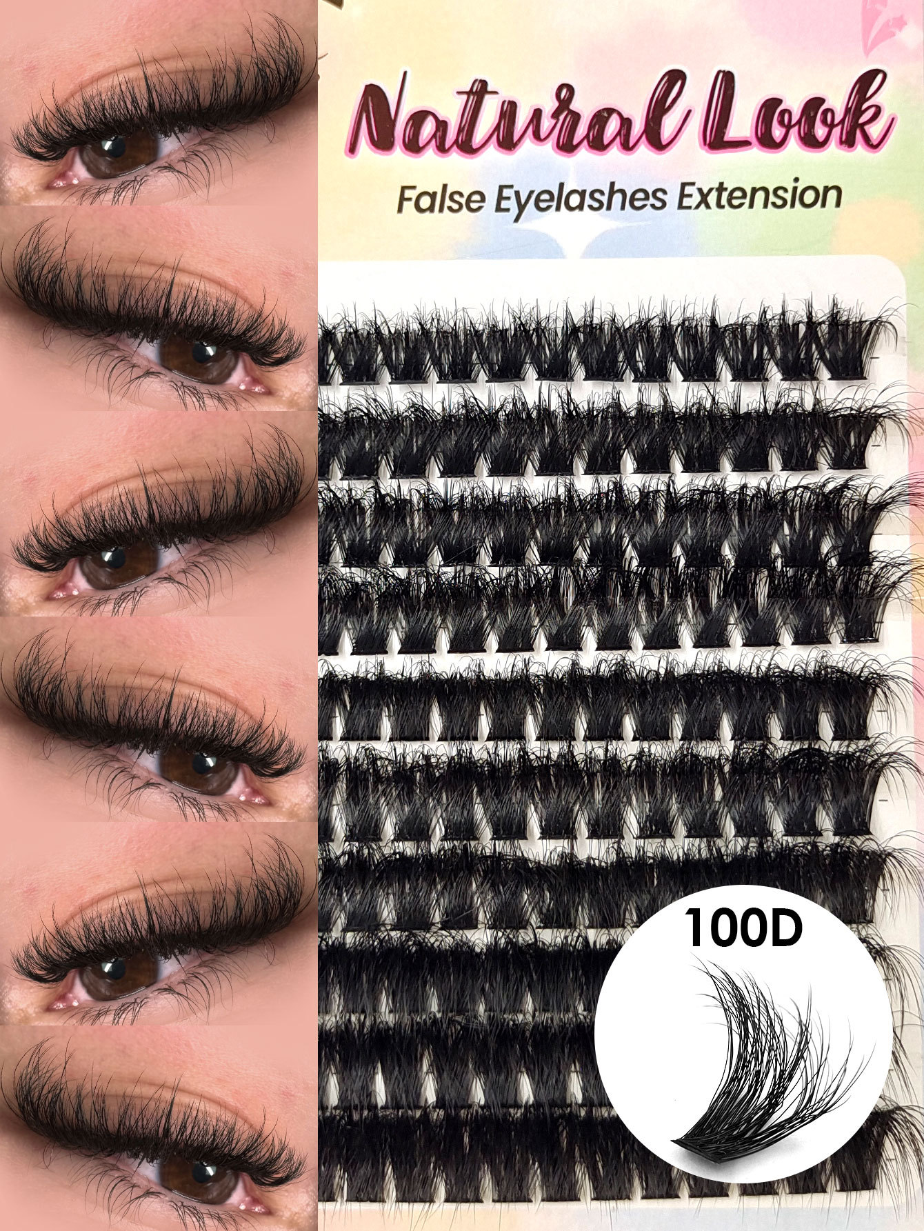 Sibeuna 160pcs Fluffy 100D Natural Look Lash Clusters DIY False Eyelashes Extensions 10-18mm Mixed Length Soft Dramatic Wispy Lashes