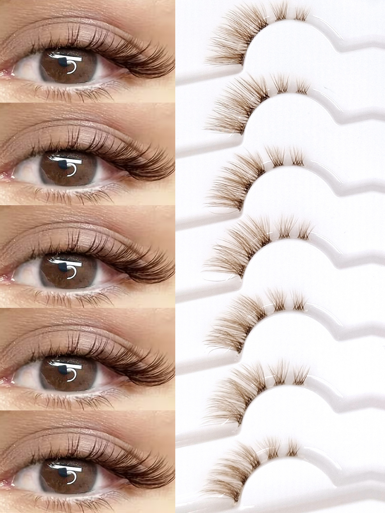 Sibeuna 7 Pairs Brown Half Eye Lashes Fluffy Lightweight And Soft Natural Look False Eyelashes, Faux Mink Lashes Makeup Extension Fake Lashes, for Used Daily Makeup Extensions