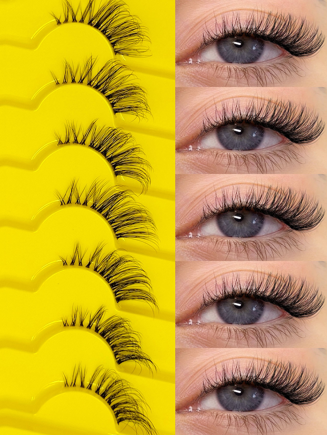 Sibeuna 7 Pairs Of Half-Eye Style Transparent Stem Wispy Natural Style Eye Lashes False Eyelashes Winged Lashes Clear Band Reusable Eyelashes ,Corner Eyelashes