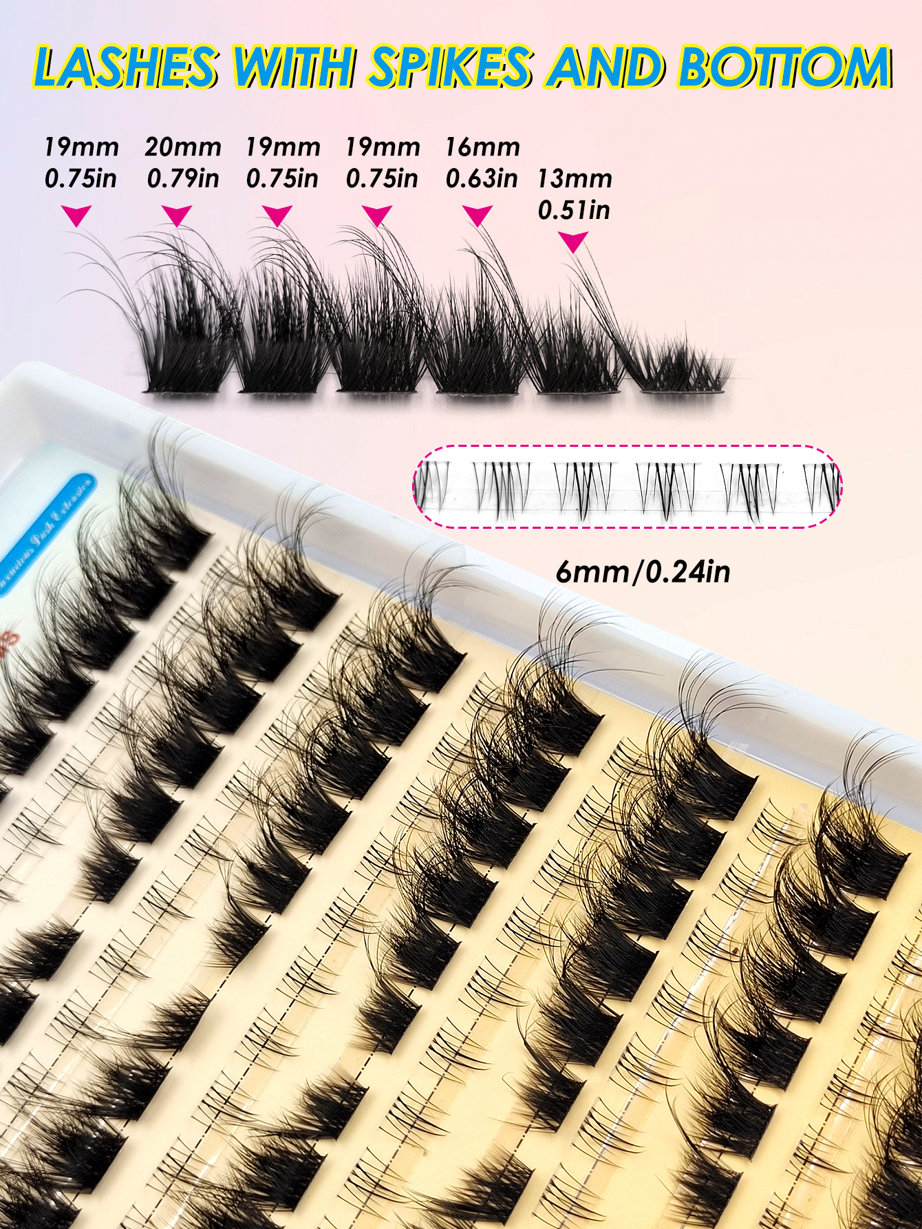 Sibeuna 168pcs Spikes Cluster Eyelash and Bottom Eyelash Mixed C/D Curl Fluffy Wispy Cluster Lashes With Matching Individual Bottom Lashes Volume Self Beginner False Eyelashes Salon Style Lash Extension