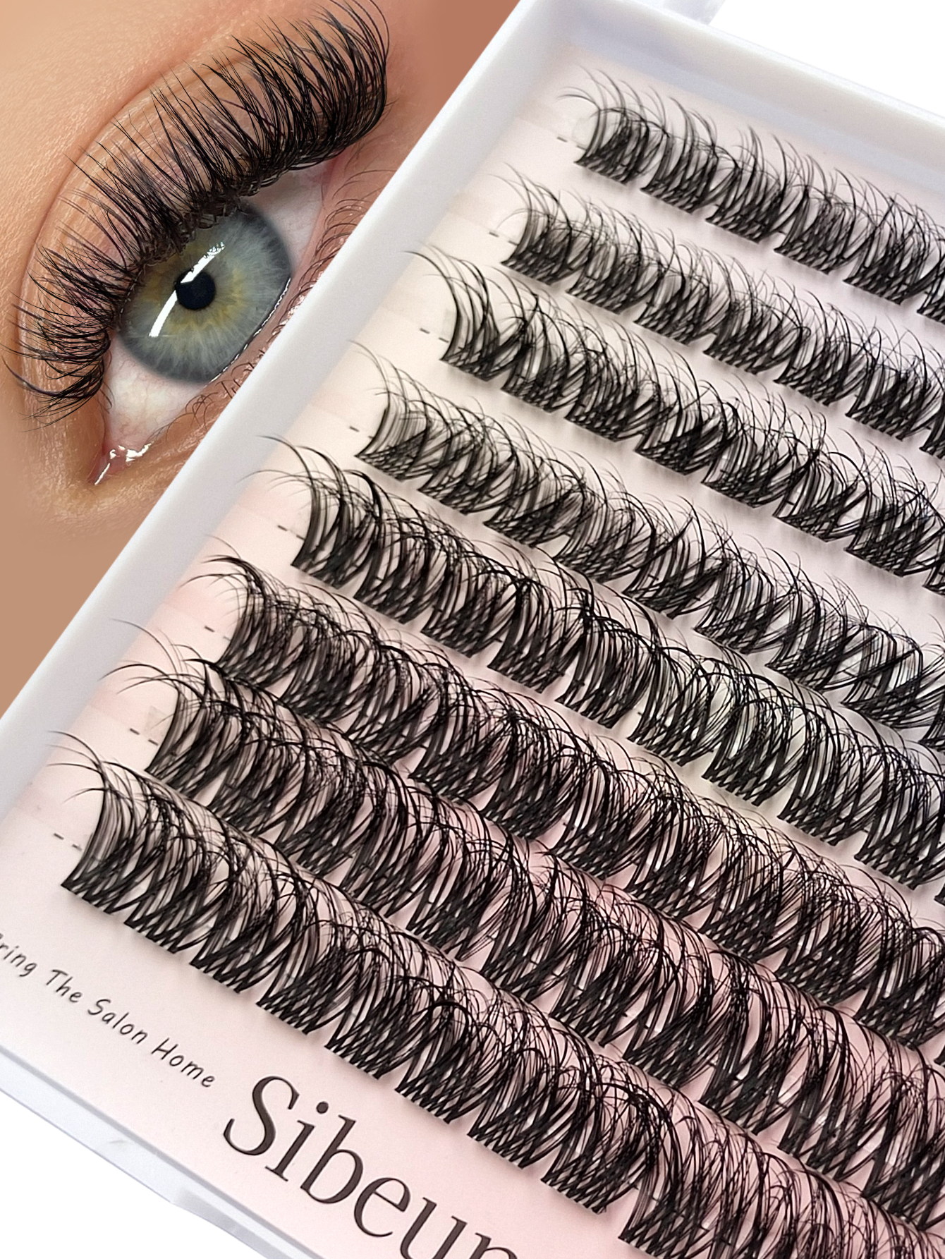Sibeuna 96pcs Wet Look Cluster Eyelash Extensions Messy Wet Effect Wispy Fluffy Individual Lashes D Curl Fake Eyelashes Manga Lashes Effect For Beginners and Travelers Daily Eye Makeup Wet Lashes