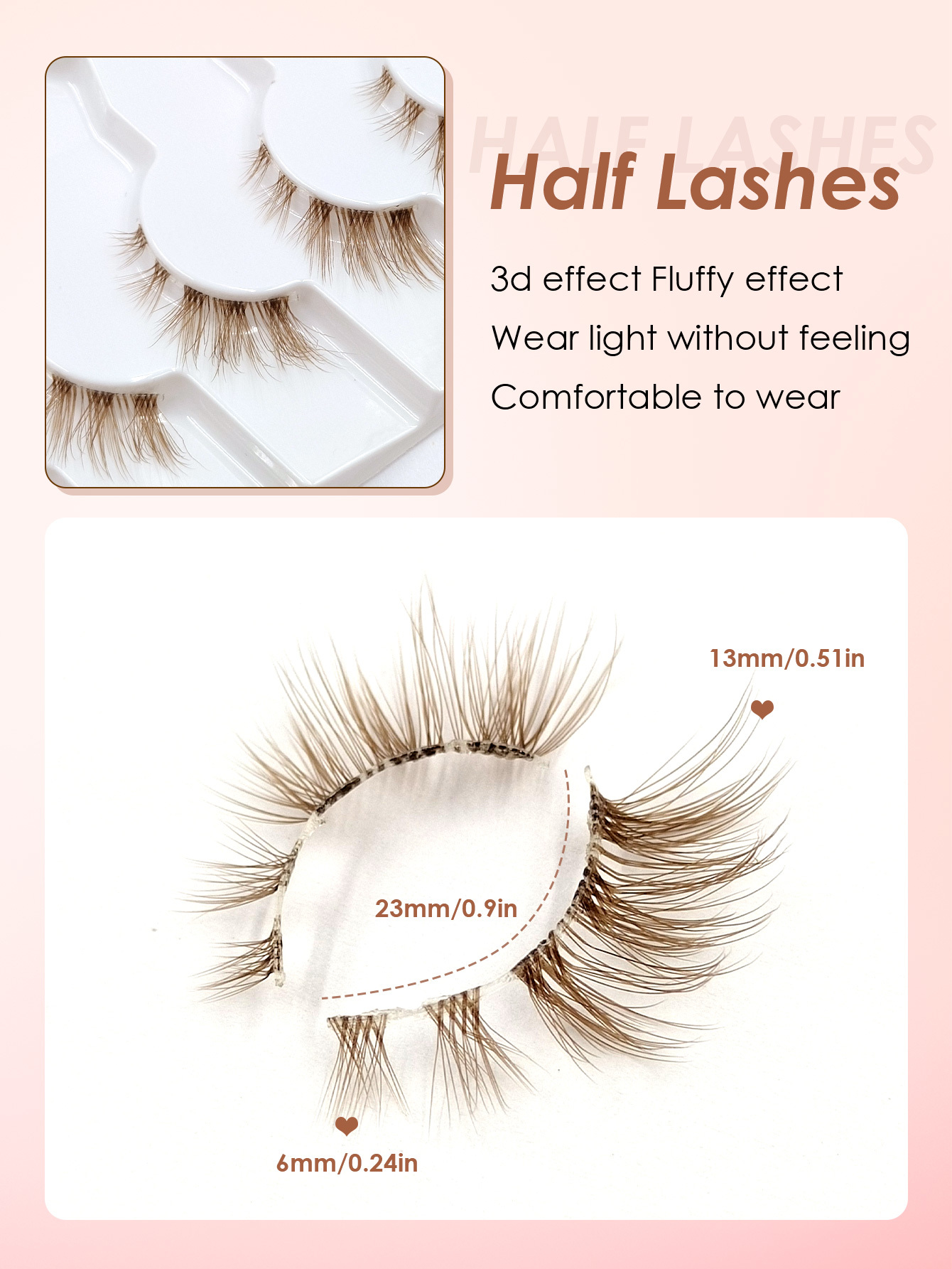 Sibeuna 7 Pairs Brown Half Eye Lashes Fluffy Lightweight And Soft Natural Look False Eyelashes, Faux Mink Lashes Makeup Extension Fake Lashes, for Used Daily Makeup Extensions