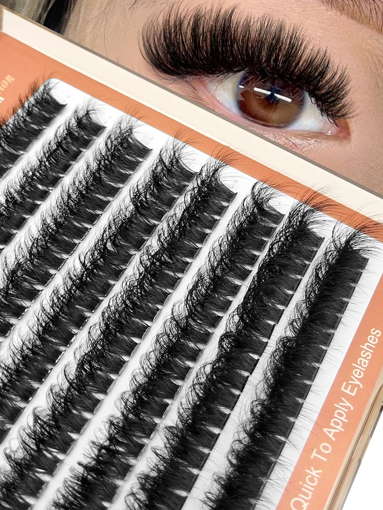 Sibeuna 160pcs Fluffy 80D 0.05mm Thin Soft Cluster Lashes Extensions ,12-18mm D Curl Individual False Eyelashes Thick Eyelash Effect Lightweight , DIY At Home Self Application Eyelash Extensions