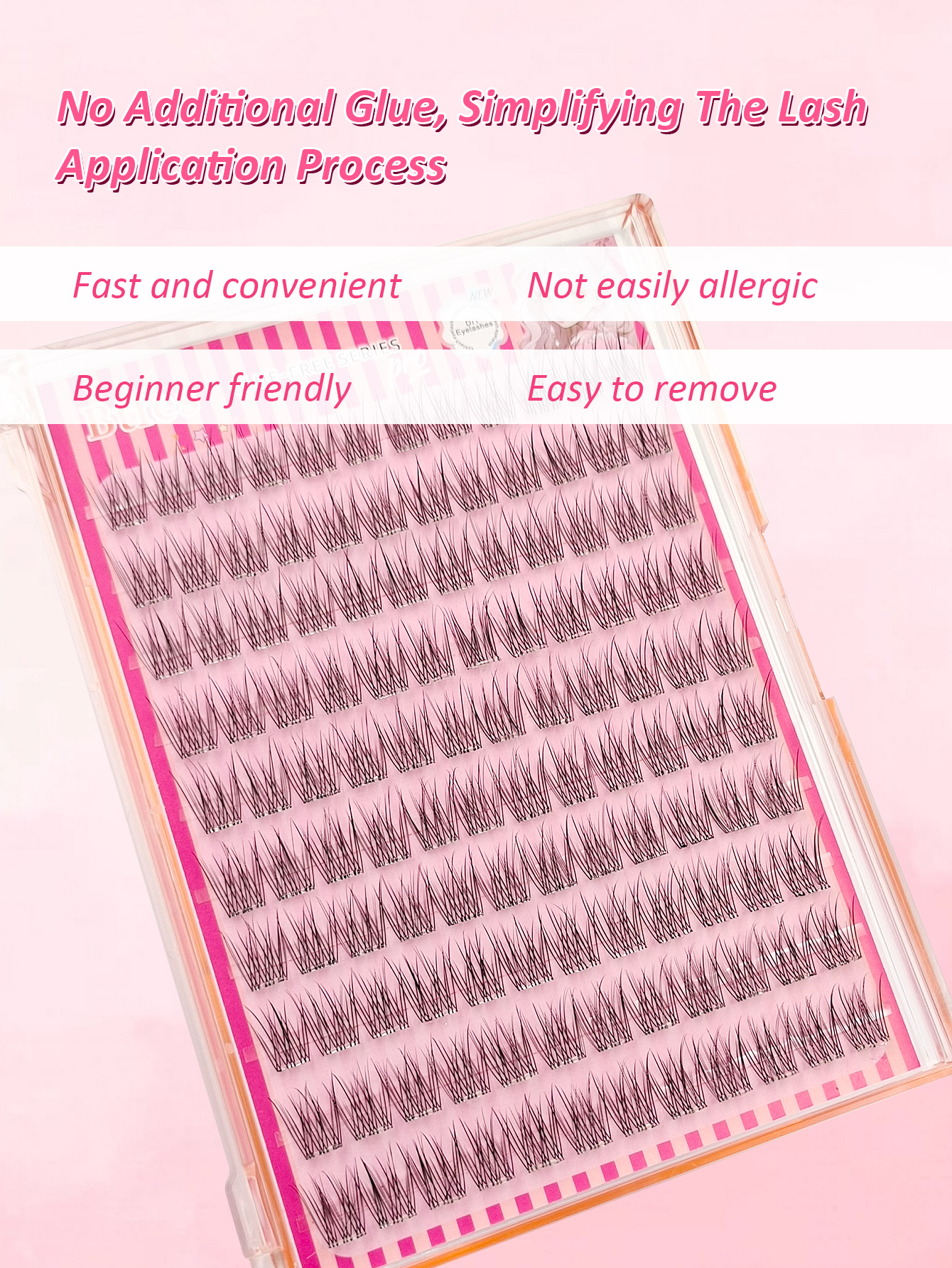 Sibeuna 120 Self Adhesive Eyelash Cluster Fluffy 12mm, No Glue Needed Fluffy Individual Eyelash Self Adhesive Pre-Glued Cluster Eyelash Natural Wispy Eyelash Extension C Curl Eyelash Clusters No Glue Need No Remove
