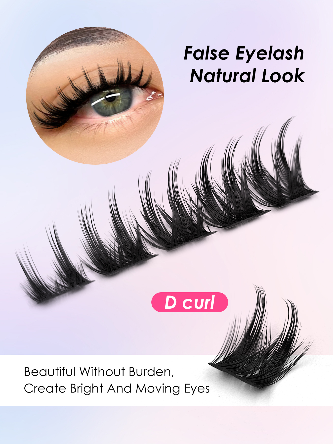 New Arrival 100pcs Volume Lash Clusters - D Curl Anime Style Fluffy False Eyelashes, 8-16mm Individual Lashes Extension Set for Makeup