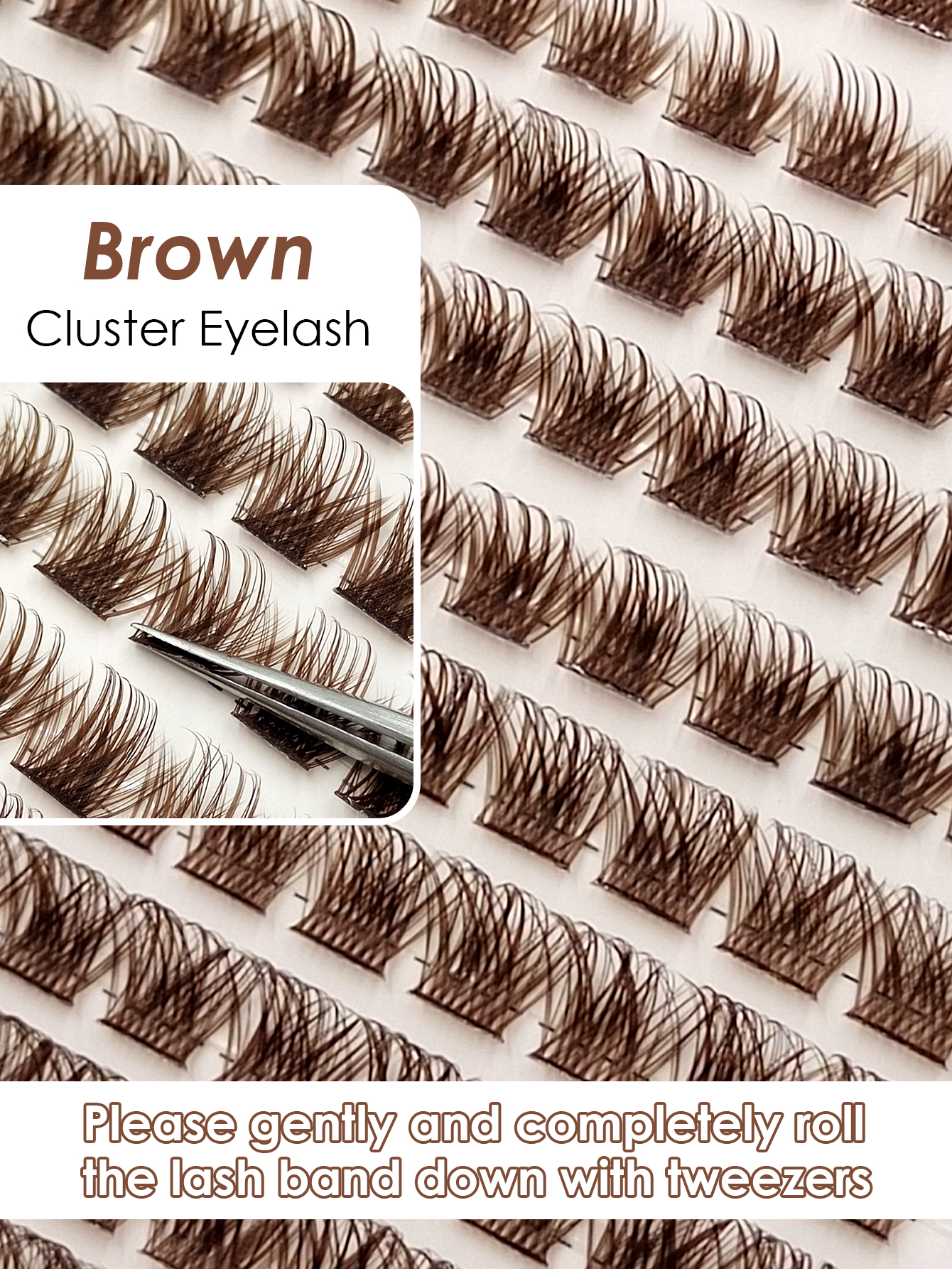 Sibeuna 10 Rows 110pcs Brown Cluster Lash Extensions, Fluffy Wispy Individual Segmented False Lashes D Curl Faux Mink DIY Eyelash Clusters For Beginner Natural Daily Makeup 10-16mm