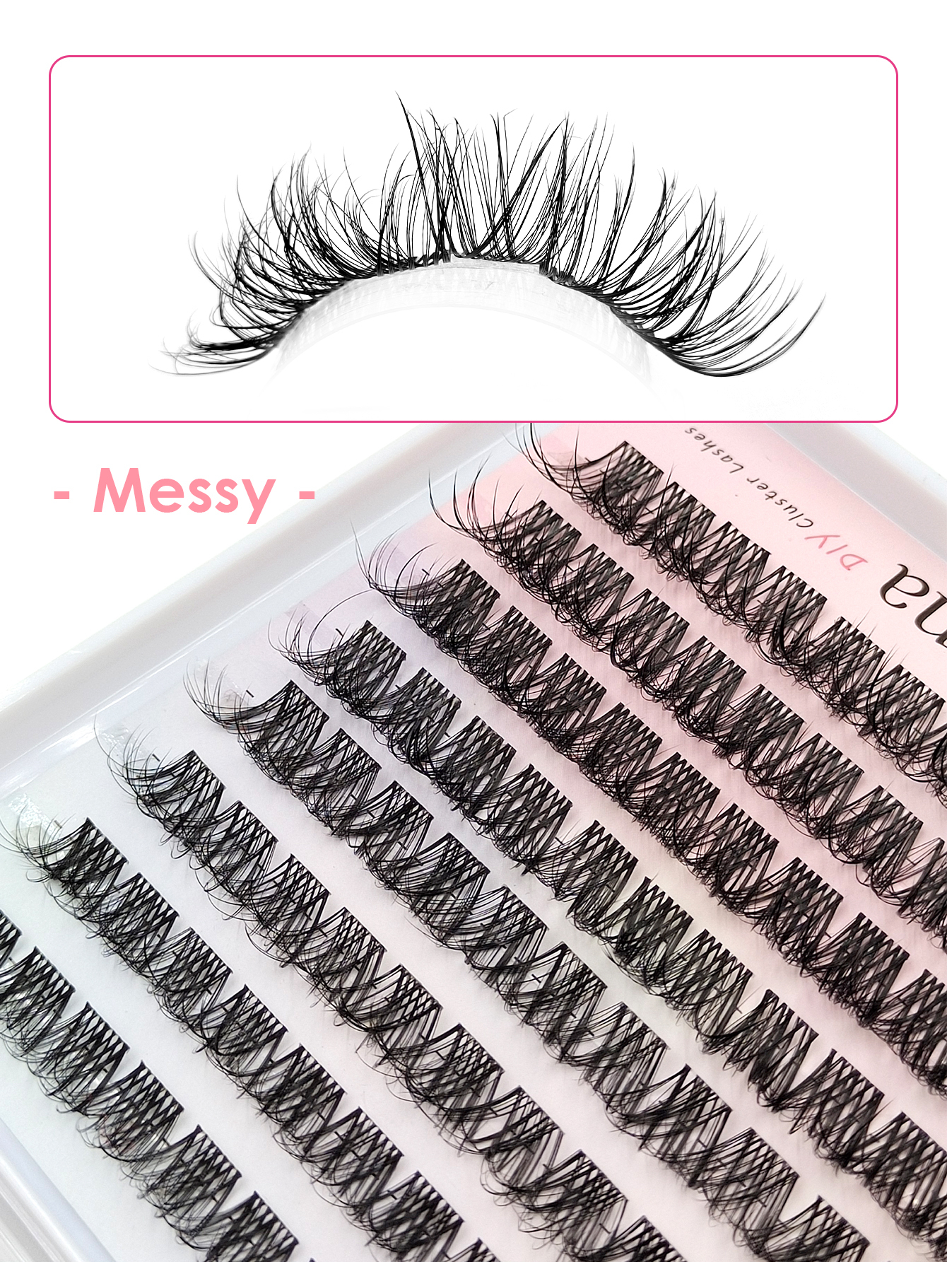 Sibeuna 96pcs Wet Look Cluster Eyelash Extensions Messy Wet Effect Wispy Fluffy Individual Lashes D Curl Fake Eyelashes Manga Lashes Effect For Beginners and Travelers Daily Eye Makeup Wet Lashes