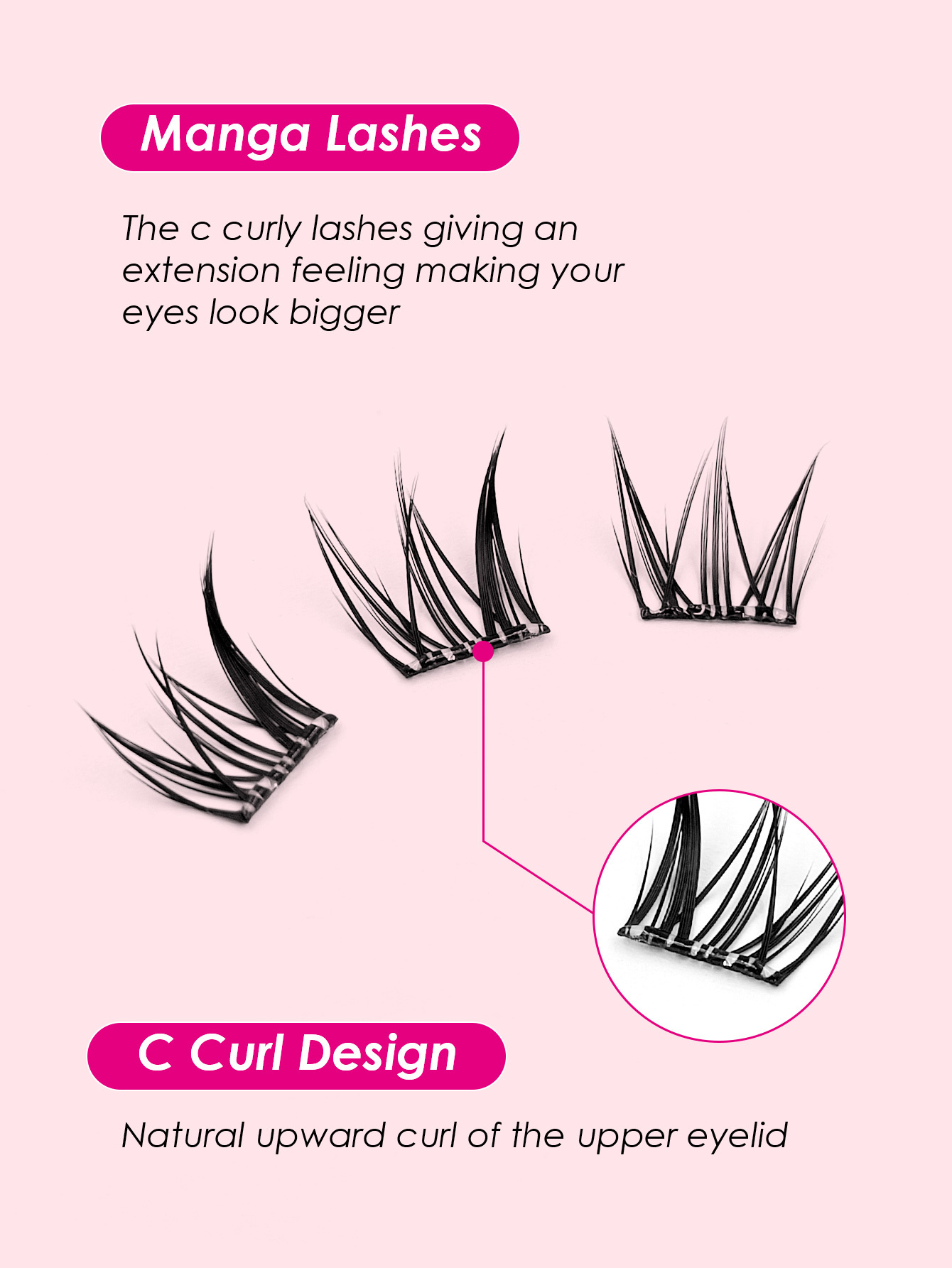 Sibeuna 60Pcs Self Adhesive Eyelash Manga Lashes Effect ,Wear No-Glue Needed Eyelash Pre Glued Lashes Eyelash Extension , C Curl Eyelash Natural Wispy Suitable for Daily Beginner Wear
