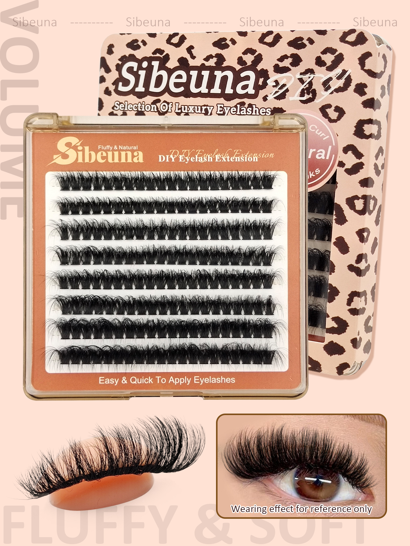 Sibeuna 160pcs Fluffy 80D 0.05mm Thin Soft Cluster Lashes Extensions ,12-18mm D Curl Individual False Eyelashes Thick Eyelash Effect Lightweight , DIY At Home Self Application Eyelash Extensions
