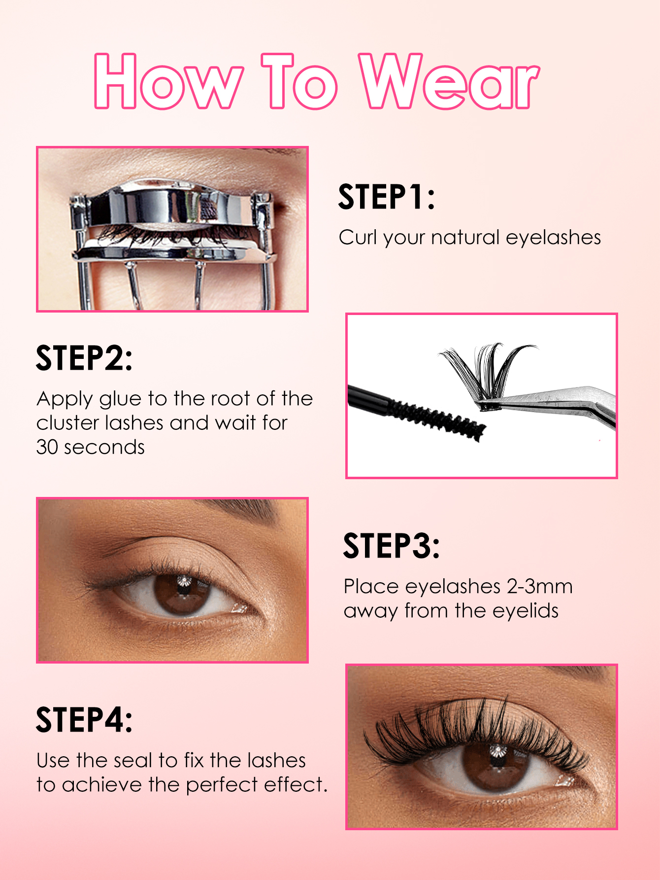 Sibeuna 640 Cluster Individual Eyelash Book D Curl 30D+40D+50D+60D 10-16mm Mixed Length Cluster Eyelash Lengthening Thickening Fluffing Eyelash Beginners DIY Eyelash At Home Self Wearing Segmented Eyelash Wispy Eyelash Bundle Eyelashes