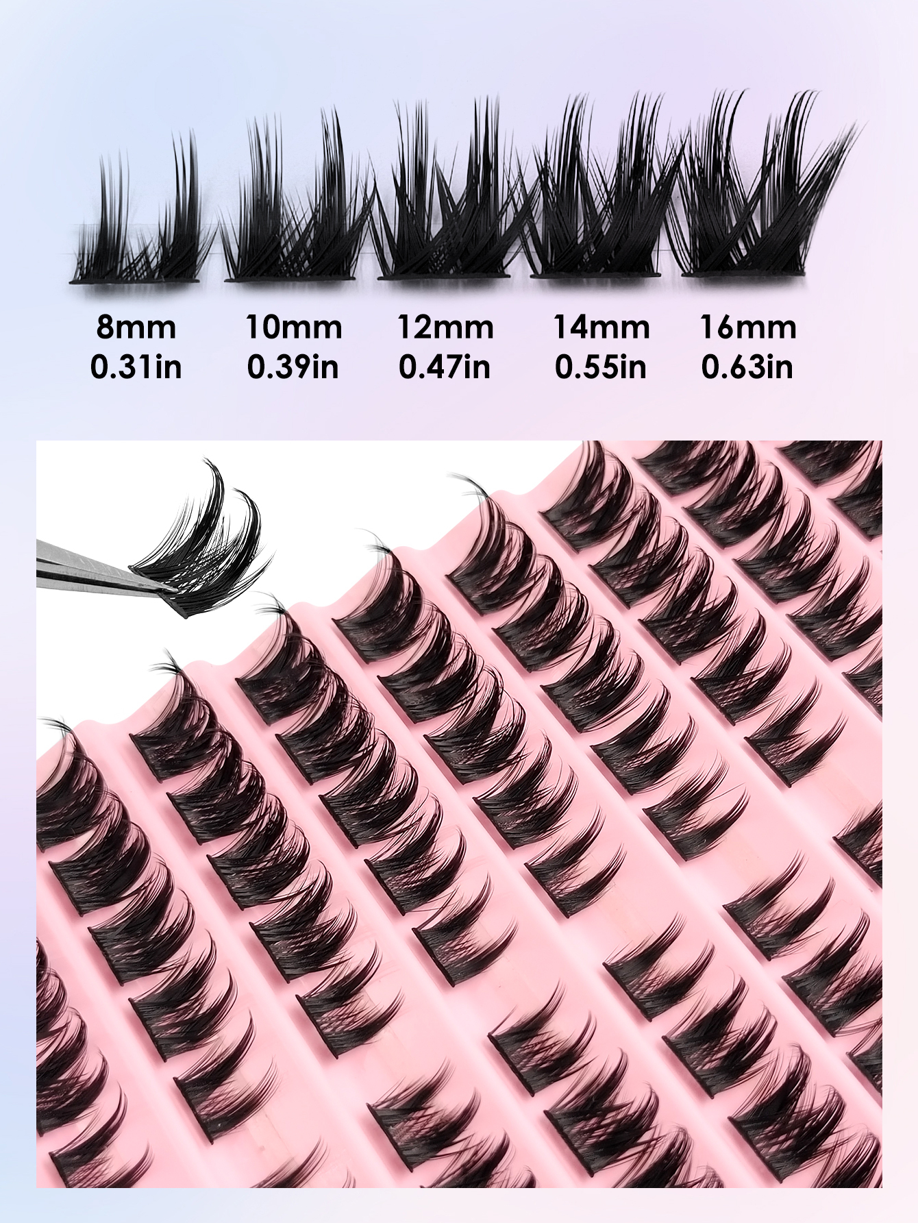 New Arrival 100pcs Volume Lash Clusters - D Curl Anime Style Fluffy False Eyelashes, 8-16mm Individual Lashes Extension Set for Makeup