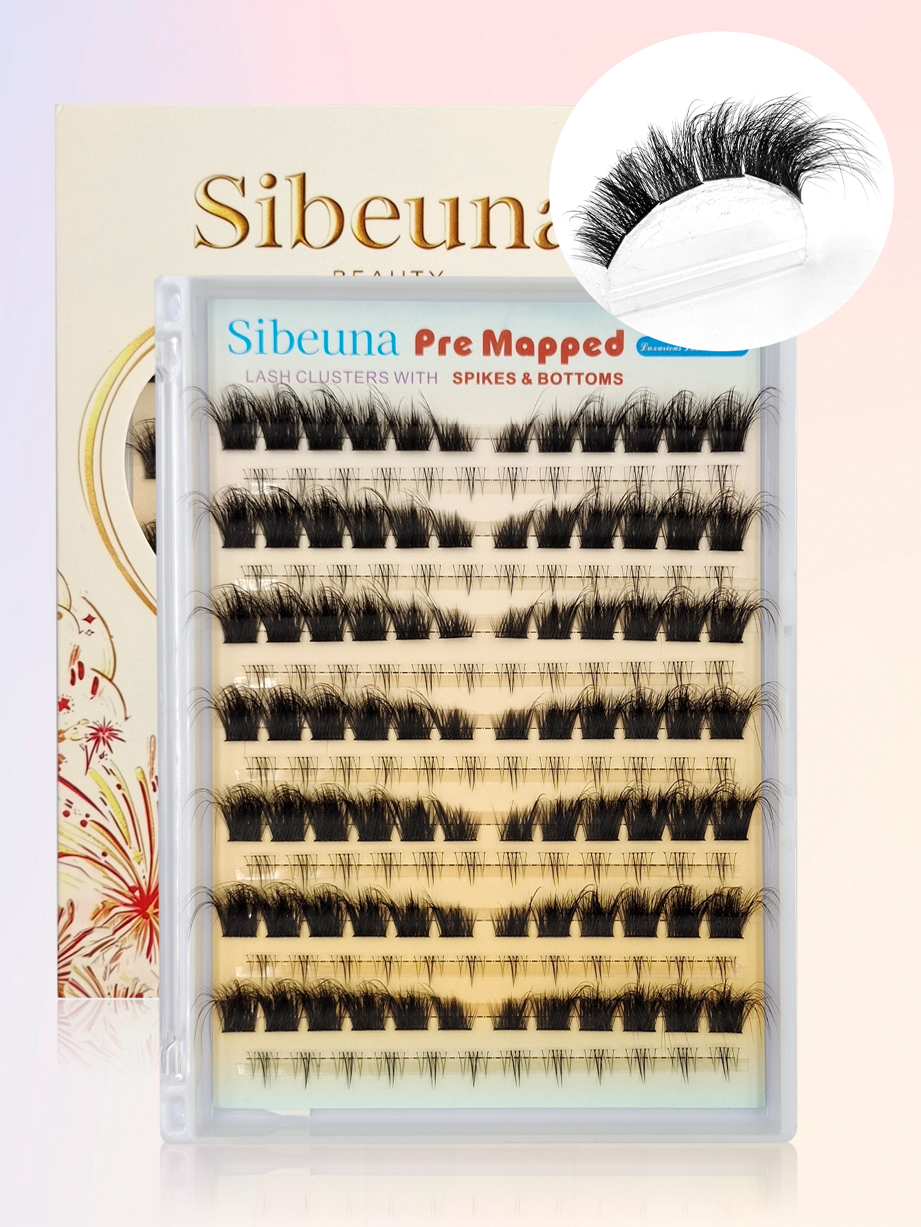 Sibeuna 168pcs Spikes Cluster Eyelash and Bottom Eyelash Mixed C/D Curl Fluffy Wispy Cluster Lashes With Matching Individual Bottom Lashes Volume Self Beginner False Eyelashes Salon Style Lash Extension