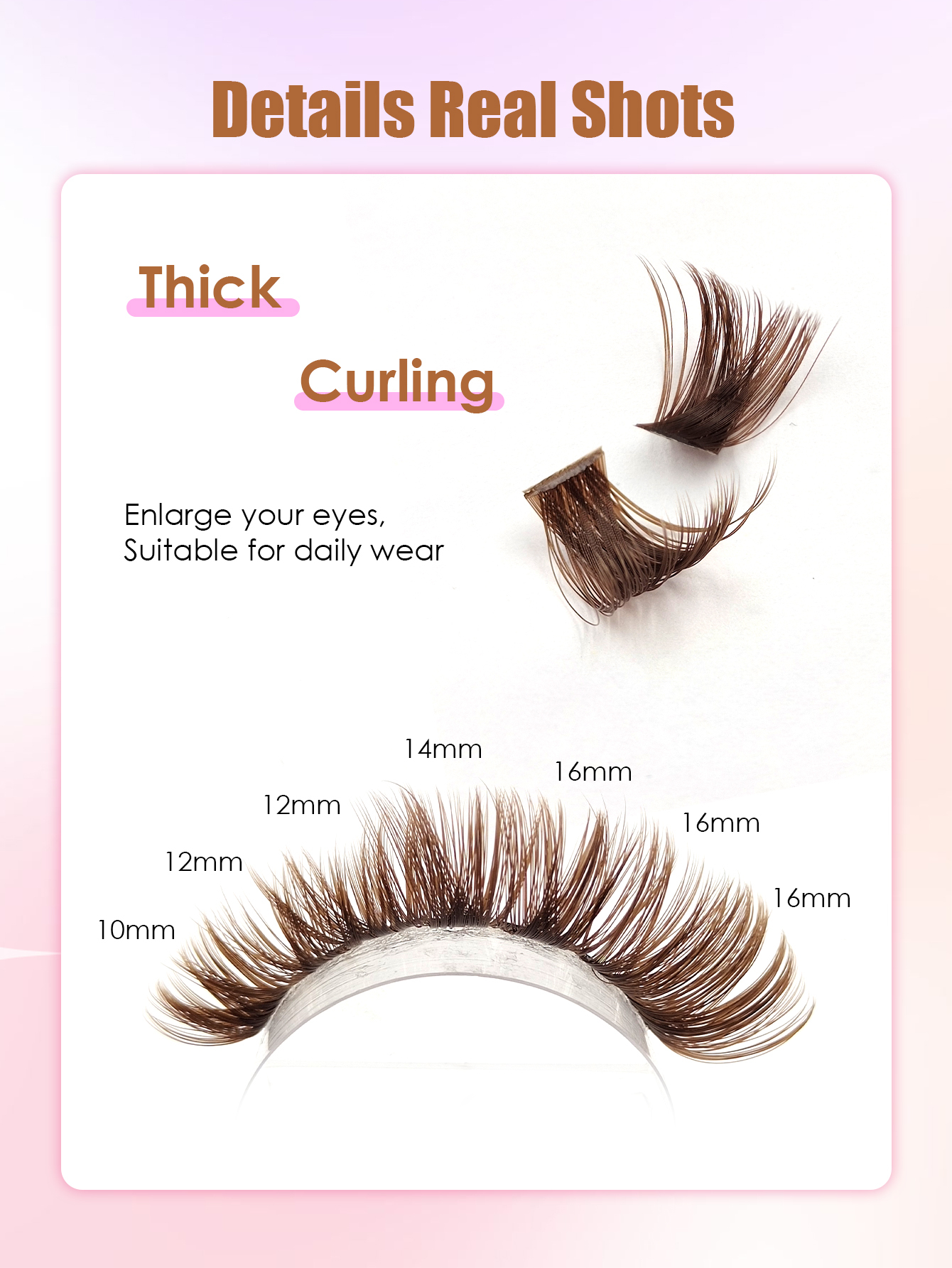 Sibeuna 150pcs 120D D Curl Thick Brown Cluster Lashes DIY Individual Eyelash 9-16mm Mixed Length Fluffy Curly False Eyelashes Natural Brown Lashes Extensions