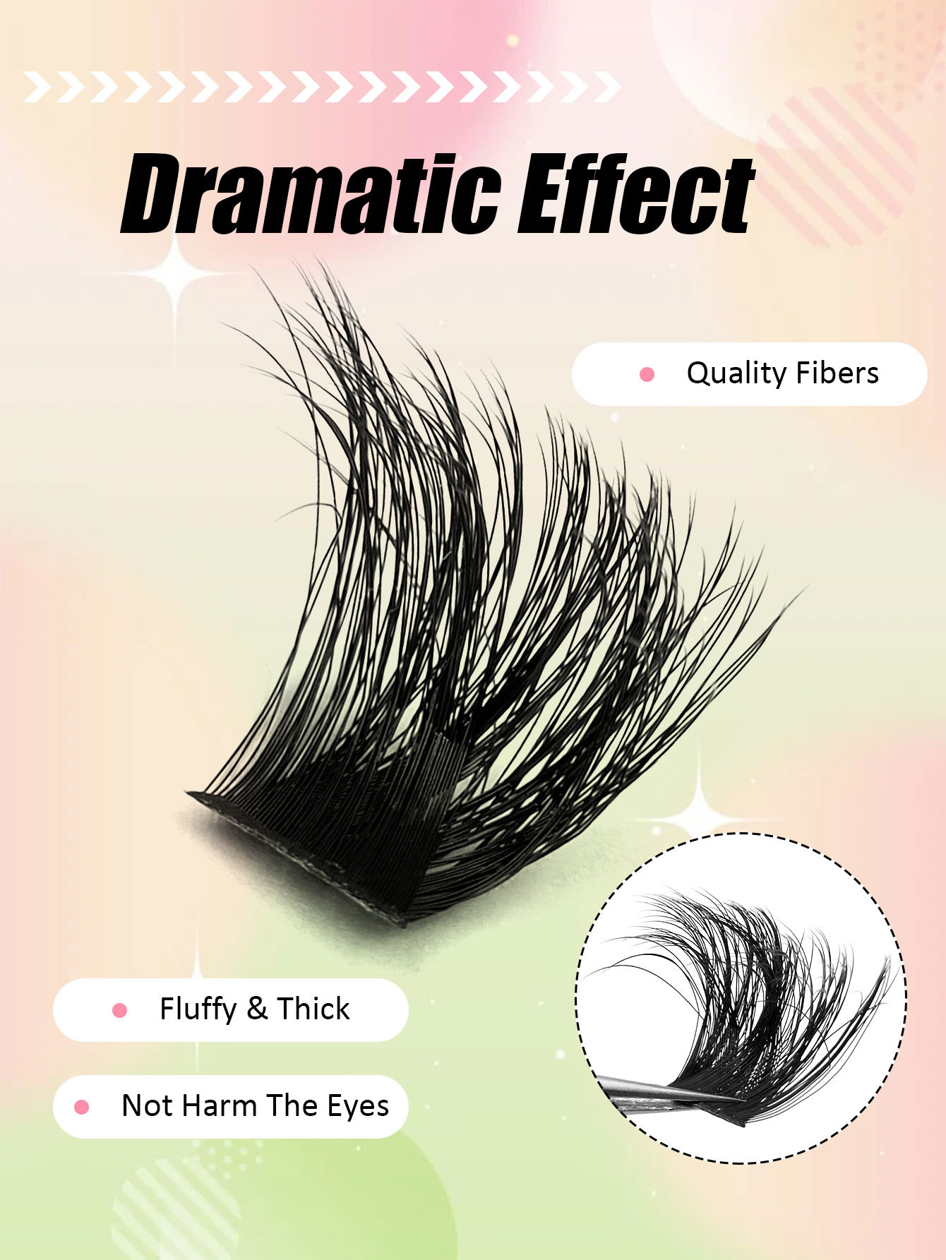 Sibeuna 100pcs 200D Fluffy Lash Clusters, Thick Dramatic Volume D Curl Eyelash Extensions, Dense Lashes Cluterss for Home Lash Extension