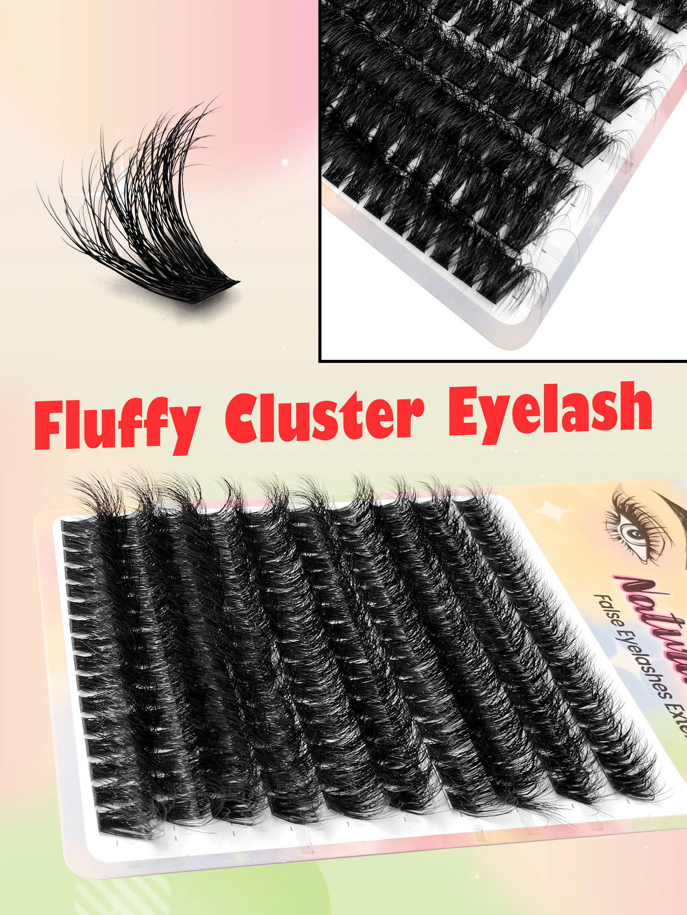 Sibeuna 160pcs Fluffy 100D Natural Look Lash Clusters DIY False Eyelashes Extensions 10-18mm Mixed Length Soft Dramatic Wispy Lashes