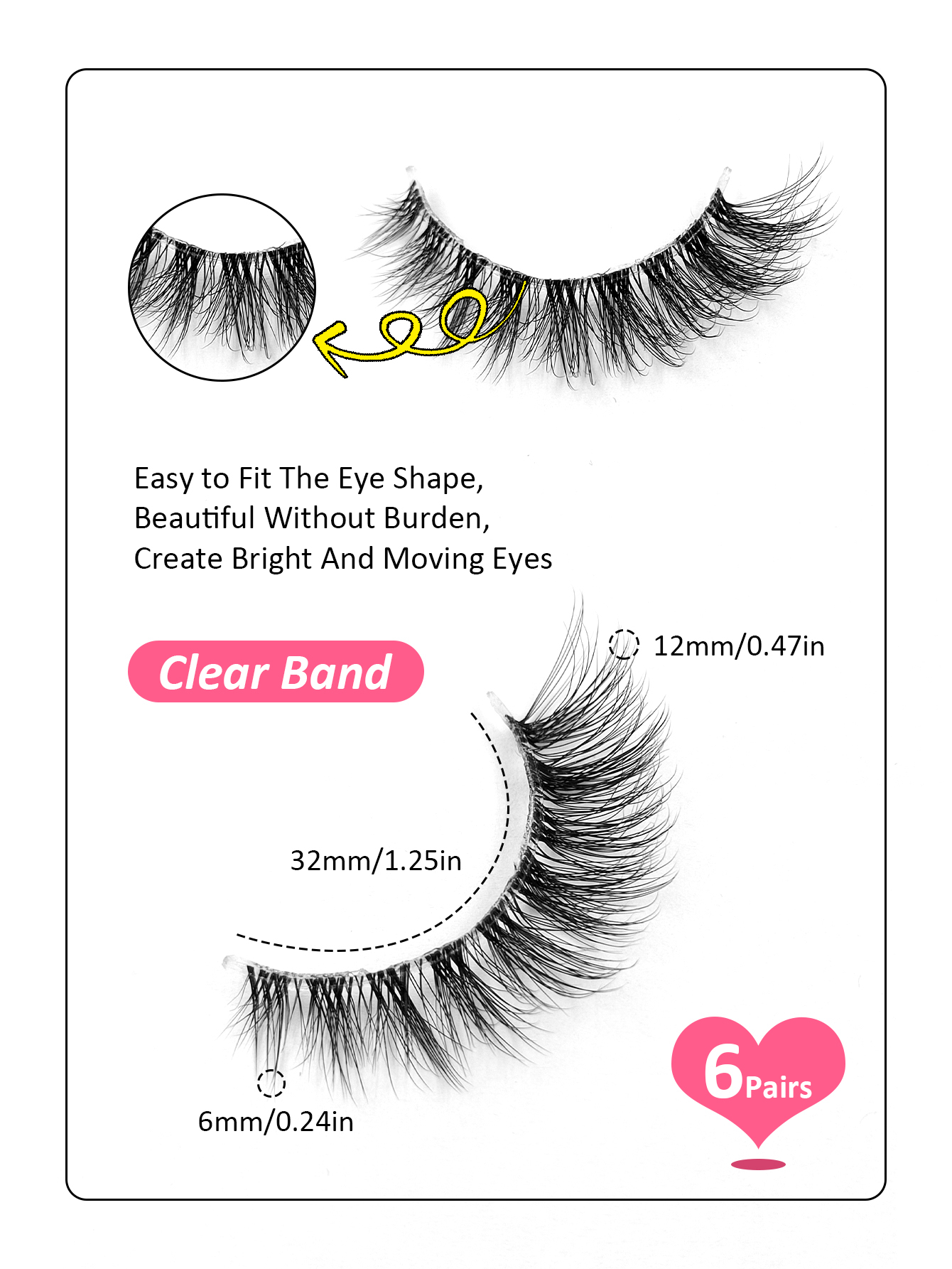 Sibeuna 6 Pairs Wispy Fluffy Fox-Eye False Eyelashes Create Natural Cross-eyed Lash Effect. They are Lightweight and Comfortable, Allowing For Multiple Uses and are Suitable for Everyday Party Looks.