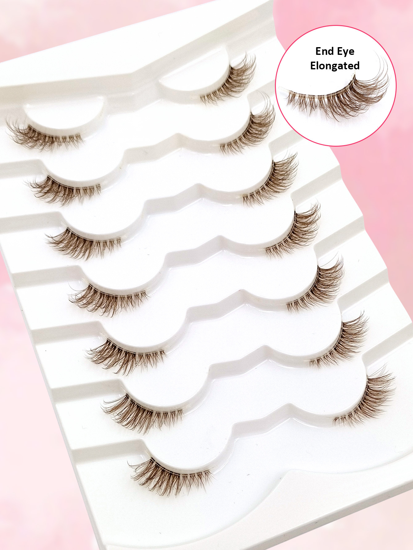 Sibeuna 7 Pairs Of Brown Half Eyelash Eye False Eyelashes, Natural Cat Eye Eyelashes Makeup Tools Wispy Transparent Strip Natural Long Cat Eye Eyelashes Fluffy False Eyelashes Mini Cute Short Half Eyelashes, Suitable For Daily Wear