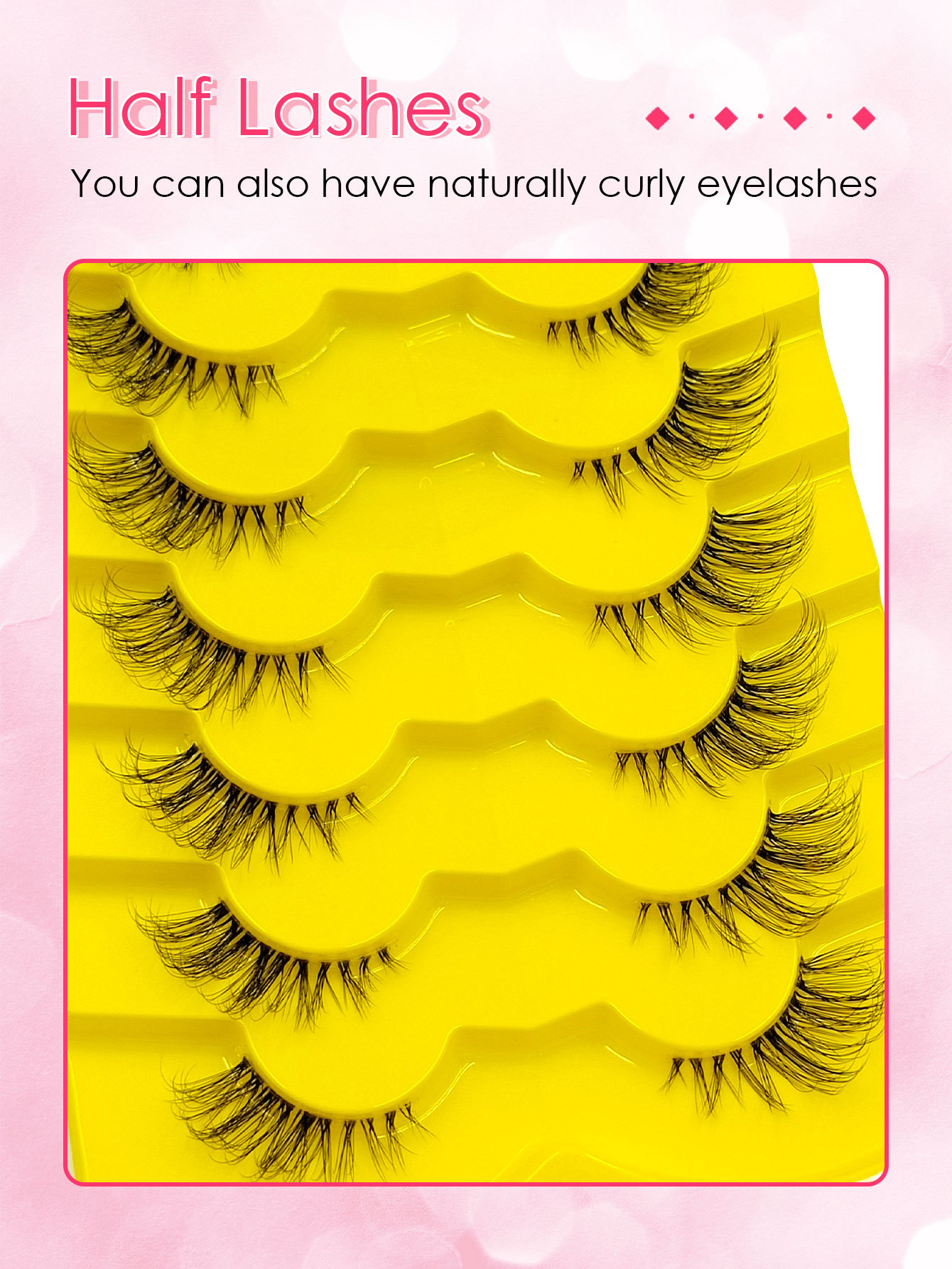 Sibeuna 7 Pairs Of Half-Eye Style Transparent Stem Wispy Natural Style Eye Lashes False Eyelashes Winged Lashes Clear Band Reusable Eyelashes ,Corner Eyelashes