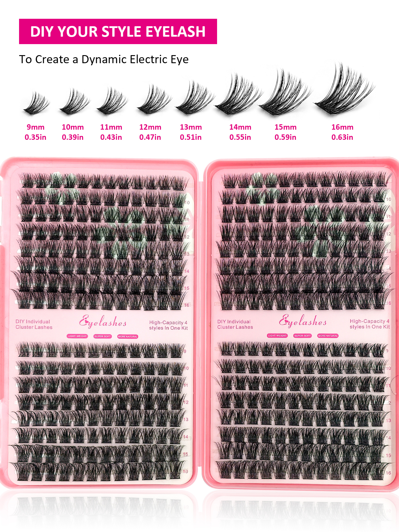 Sibeuna 384 Cluster Individual Eyelash Book D Volume Cluster Eyelash Lengthening Thickening Fluffing Eyelash Beginners DIY Eyelash At Home Self Wearing Segmented Eyelash Wispy Eyelash Bundle Eyelashes