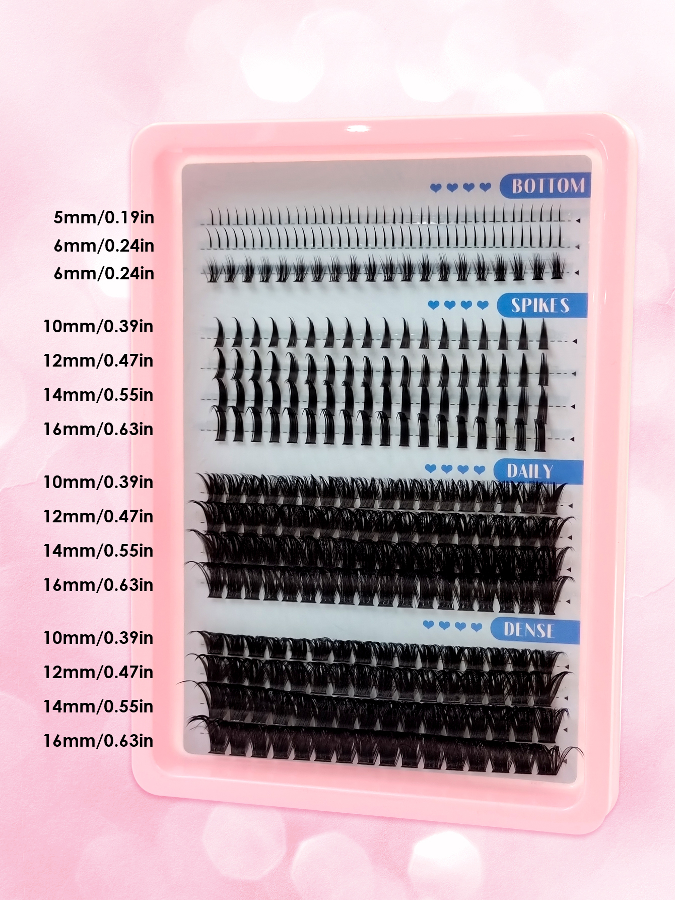 Sibeuna 15 Rows 308pcs Mixed False Eyelashes, C/D Curl Individual Cluster Lashes,Lashes With Spikes and Bottoms ,Manga Lashes Enlarged Eye Effect Suitable For Daily Wear