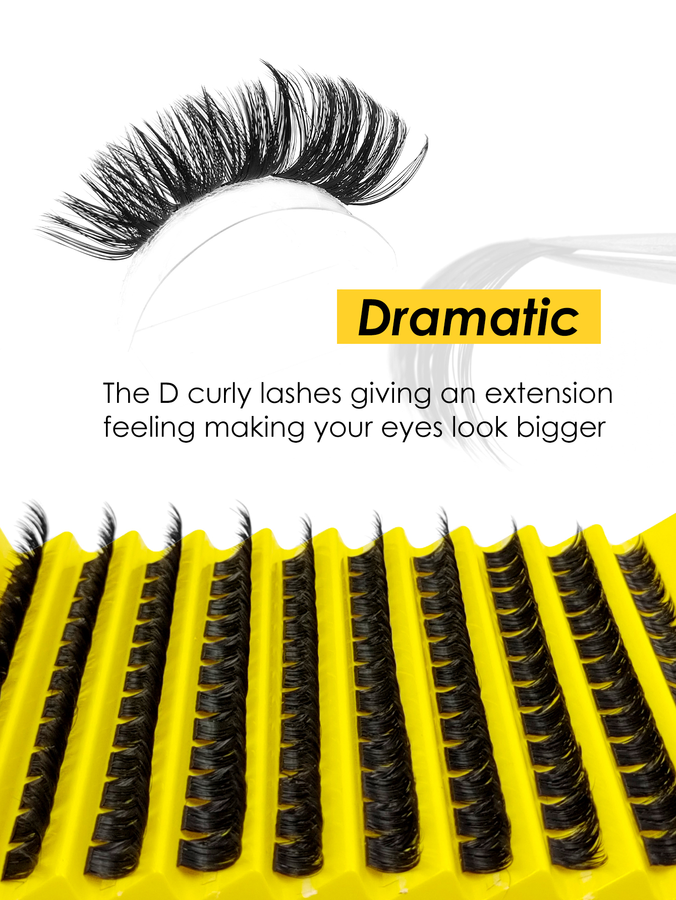 Sibeuna 120pcs D Curl 160D Dramatic Lash Clusters Kit - Thick Fluffy DIY Individual Eyelash Extensions with Tweezers, Volume False Eyelashes Segmented Bundles