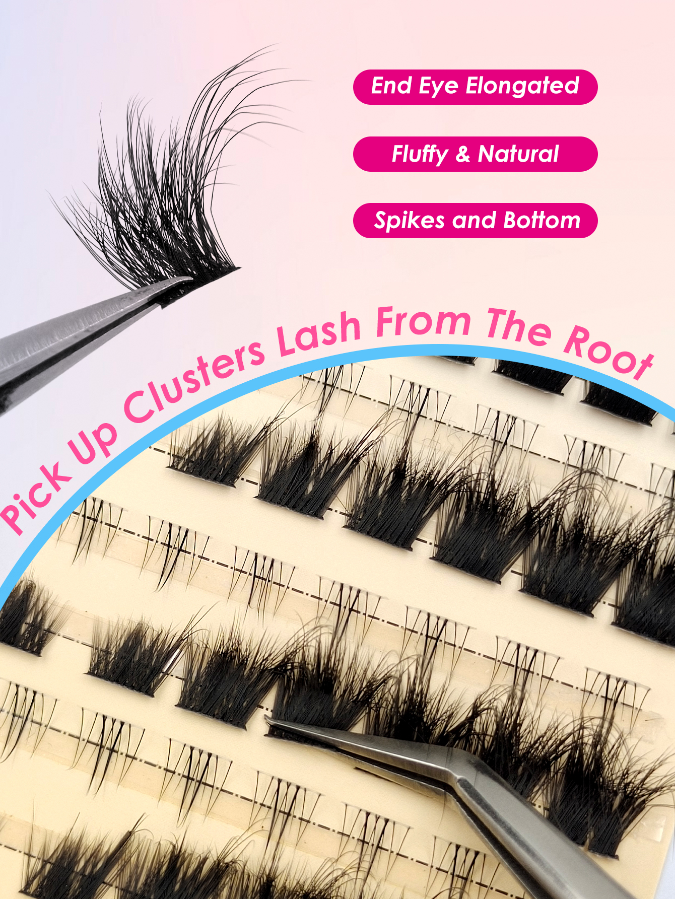 Sibeuna 168pcs Spikes Cluster Eyelash and Bottom Eyelash Mixed C/D Curl Fluffy Wispy Cluster Lashes With Matching Individual Bottom Lashes Volume Self Beginner False Eyelashes Salon Style Lash Extension