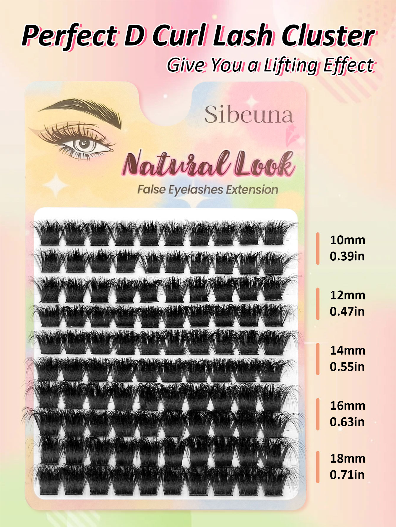 Sibeuna 100pcs 200D Fluffy Lash Clusters, Thick Dramatic Volume D Curl Eyelash Extensions, Dense Lashes Cluterss for Home Lash Extension