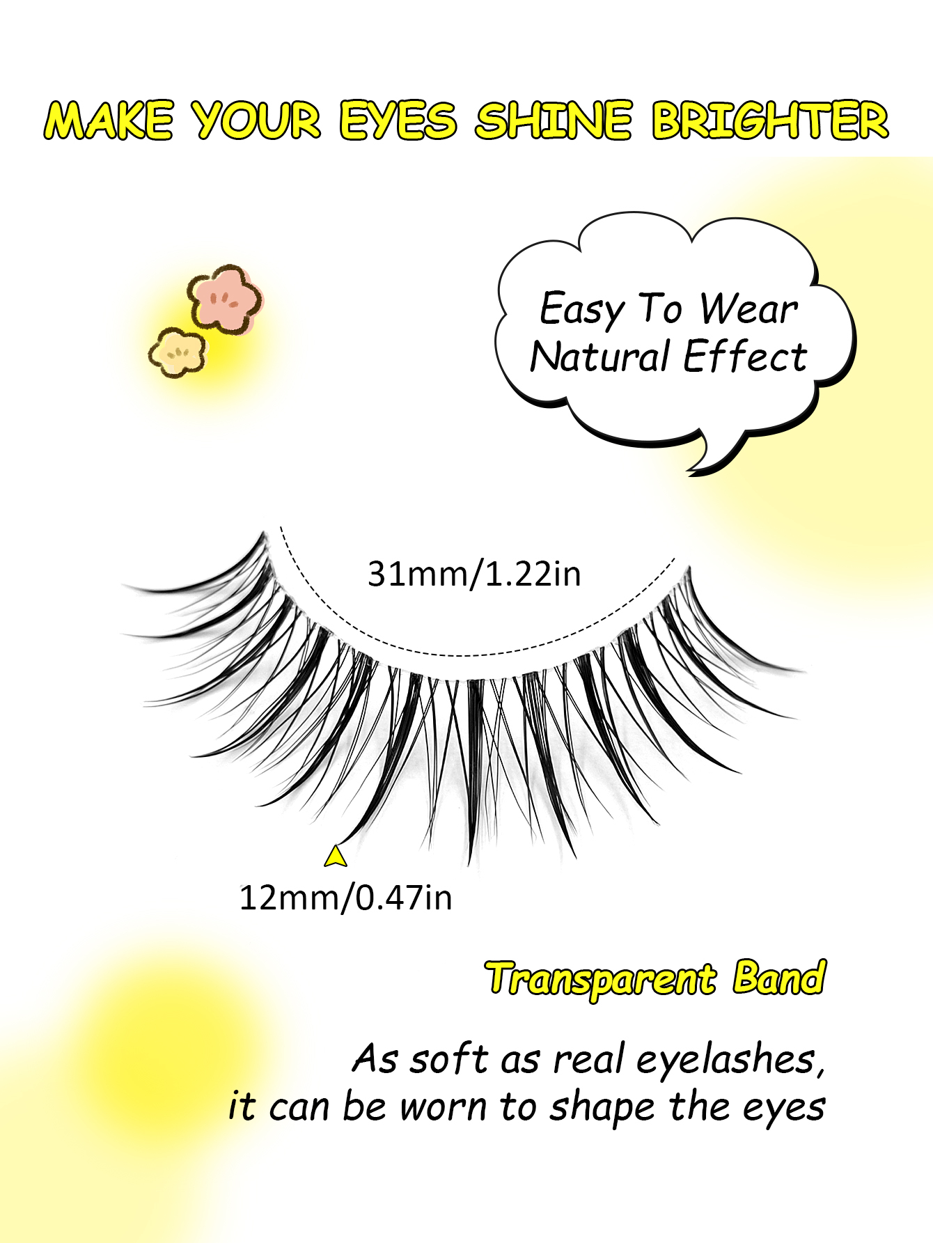 Sibeuna 5 Pairs Beginner-Friendly Manga Eye Lashes, Natural Look Spiky Anime Strip Lashes with Soft Clear Band for Daily & Cosplay
