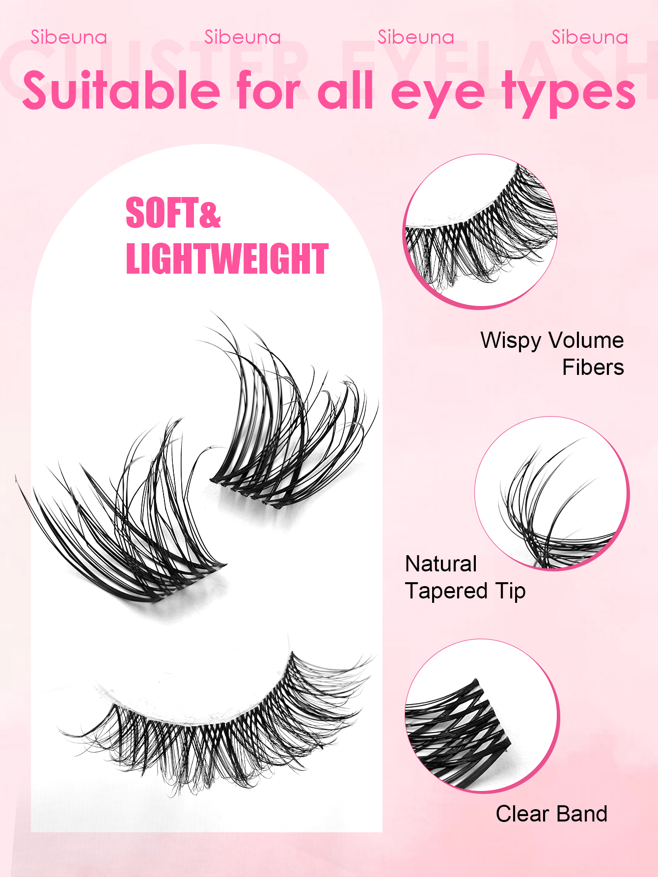 Sibeuna 96pcs Wet Look Cluster Eyelash Extensions Messy Wet Effect Wispy Fluffy Individual Lashes D Curl Fake Eyelashes Manga Lashes Effect For Beginners and Travelers Daily Eye Makeup Wet Lashes