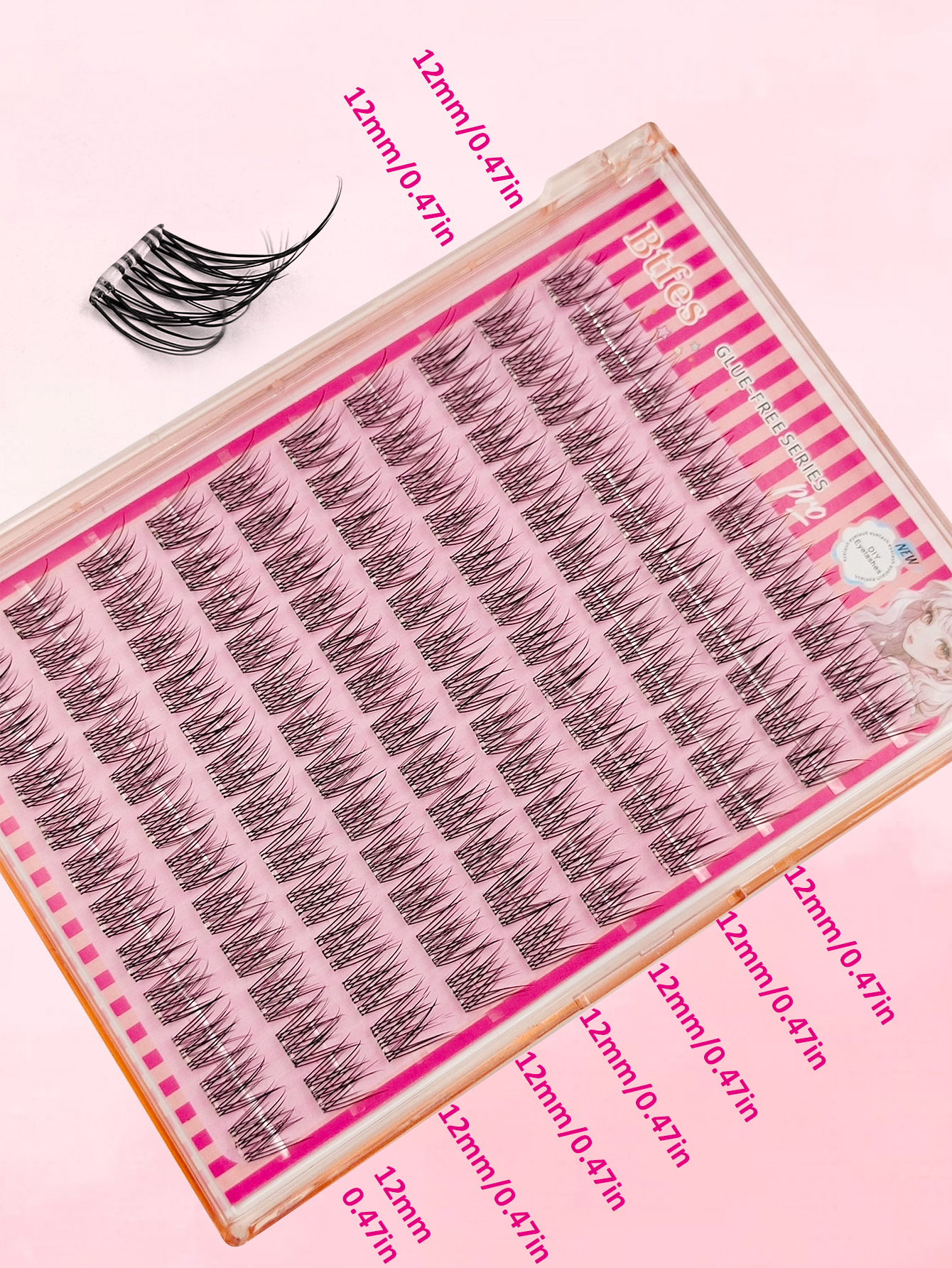 Sibeuna 120 Self Adhesive Eyelash Cluster Fluffy 12mm, No Glue Needed Fluffy Individual Eyelash Self Adhesive Pre-Glued Cluster Eyelash Natural Wispy Eyelash Extension C Curl Eyelash Clusters No Glue Need No Remove