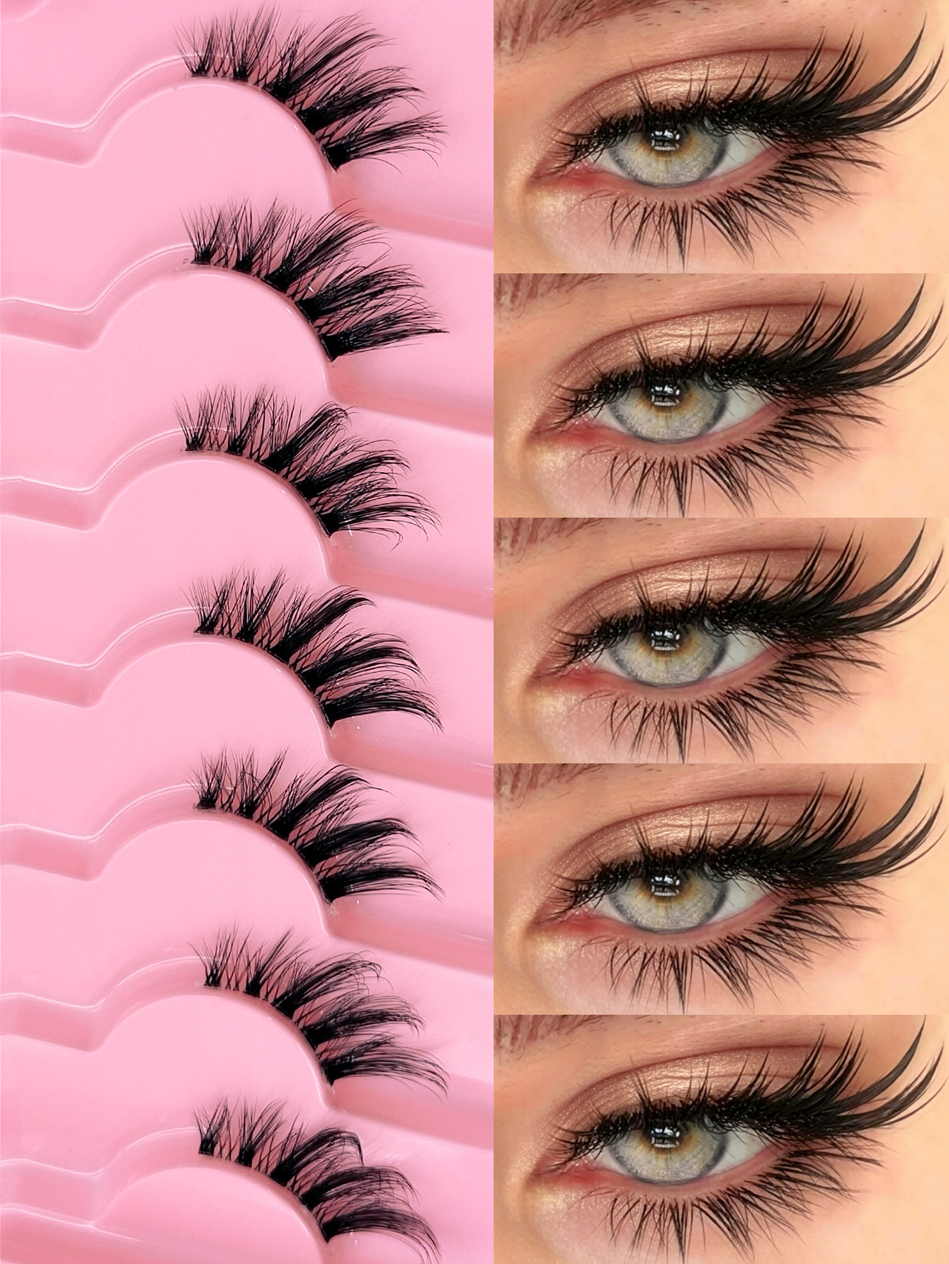Sibeuna 7 Pairs Half Eye Style Lashes Tail Elongated Eyelashes Cat Eye Fox Eye Lashes, Elongated Outer Corner Eyelashes, Delicate Strip Lashes For Daily Reusable Use False Eyelashes, Dramatic Long Soft 3d Faux Mink Lash Extension Makeup Strip Lashes,