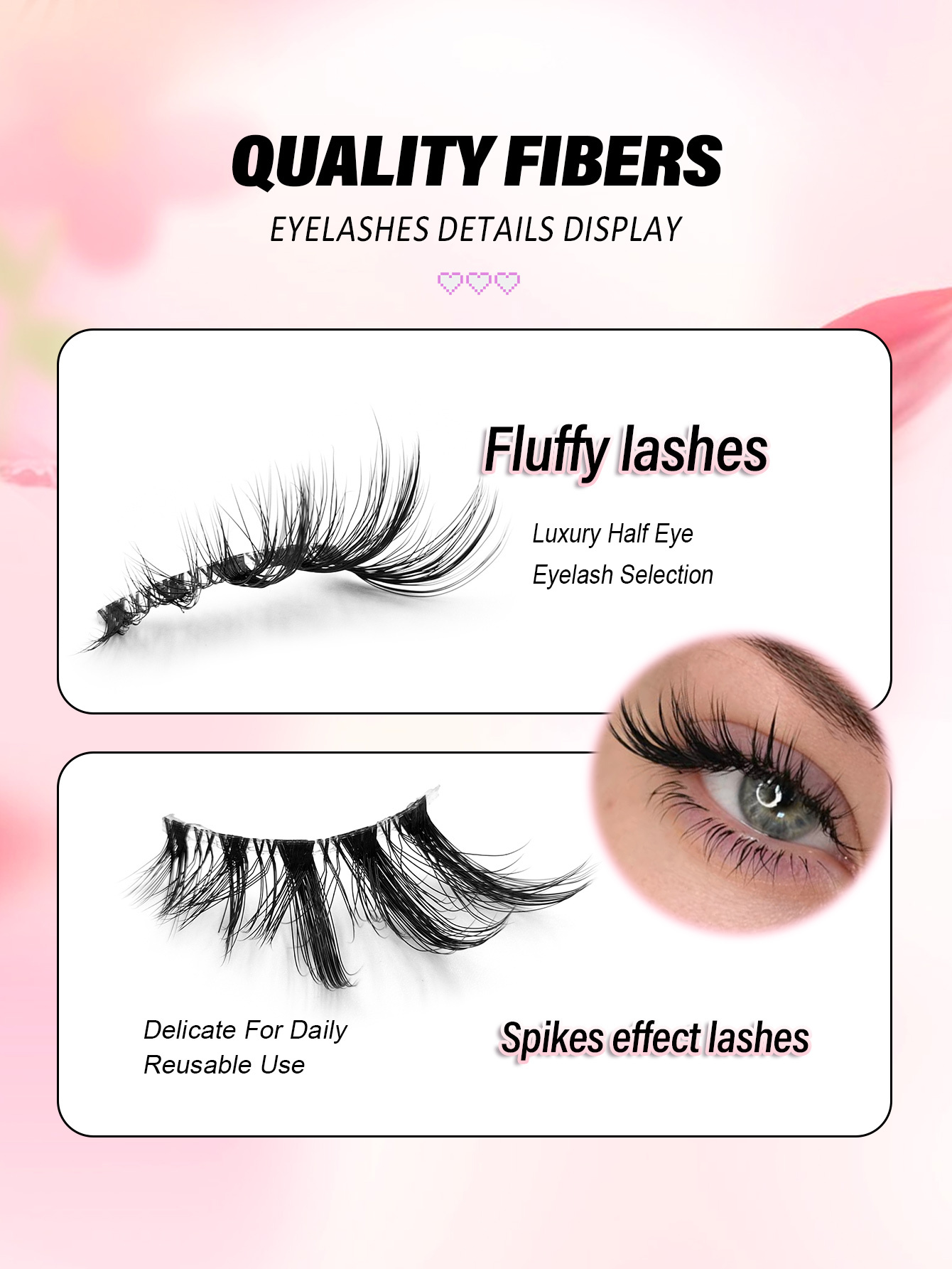 Sibeuna 7 Pairs Half Eye Style Lashes Tail Elongated Eyelashes Cat Eye Fox Eye Lashes, Elongated Outer Corner Eyelashes, Delicate Strip Lashes For Daily Reusable Use False Eyelashes, Dramatic Long Soft 3d Faux Mink Lash Extension Makeup Strip Lashes,