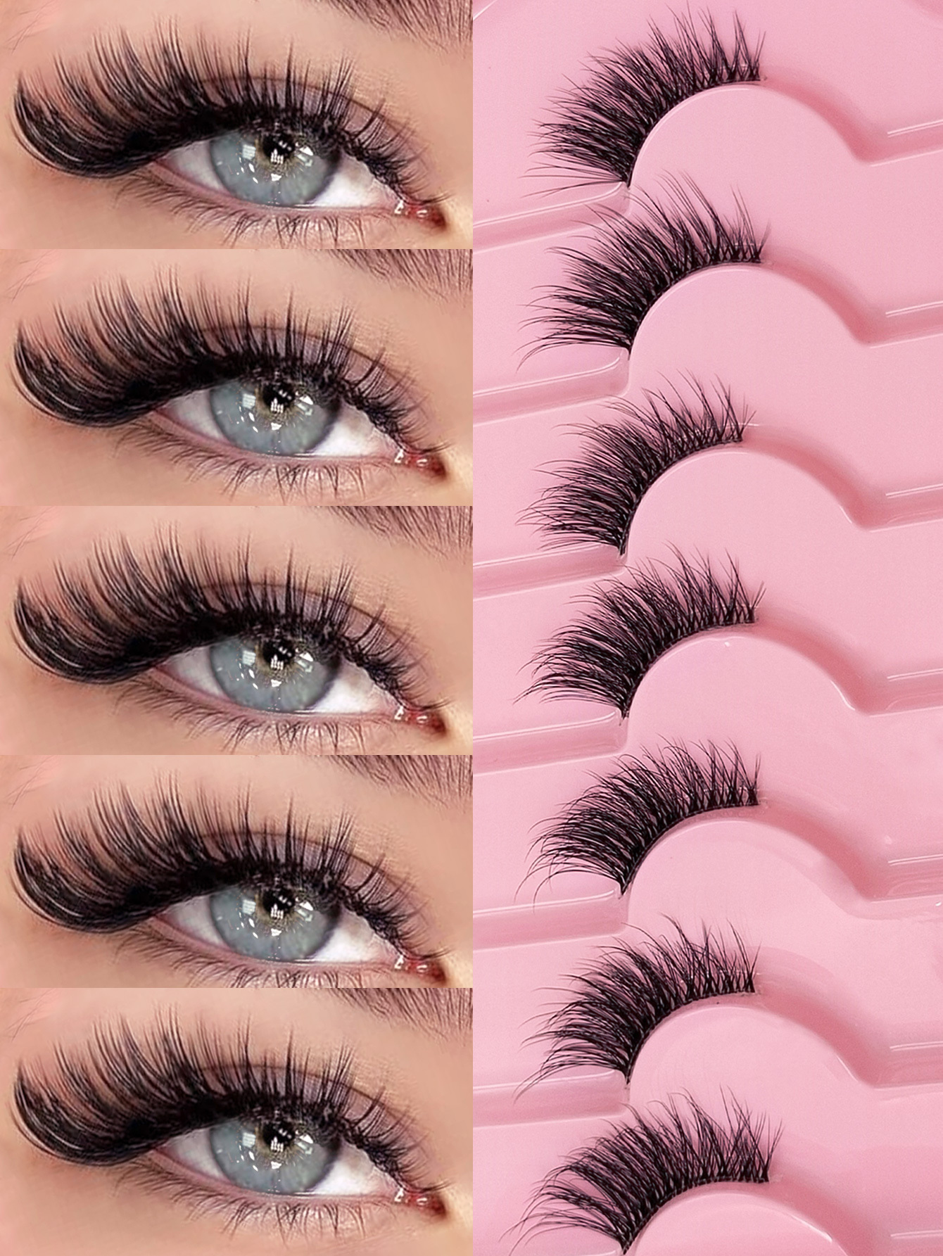 Sibeuna 7 Pairs Wispy Half Lashes Cat Eye False Eyelashes, Natural Faux Mink Lashes Soft Reusable Daily Party Makeup,Corner Eyelashes
