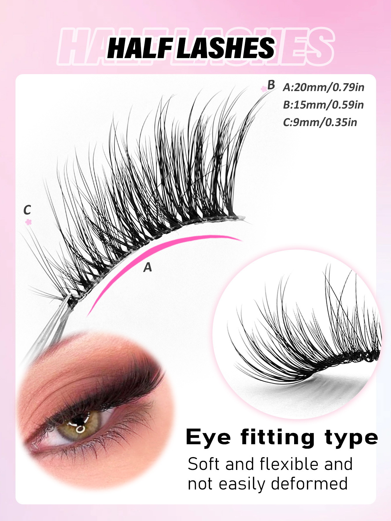 Sibeuna 7 Pairs Wispy Half Lashes Cat Eye False Eyelashes, Natural Faux Mink Lashes Soft Reusable Daily Party Makeup,Corner Eyelashes
