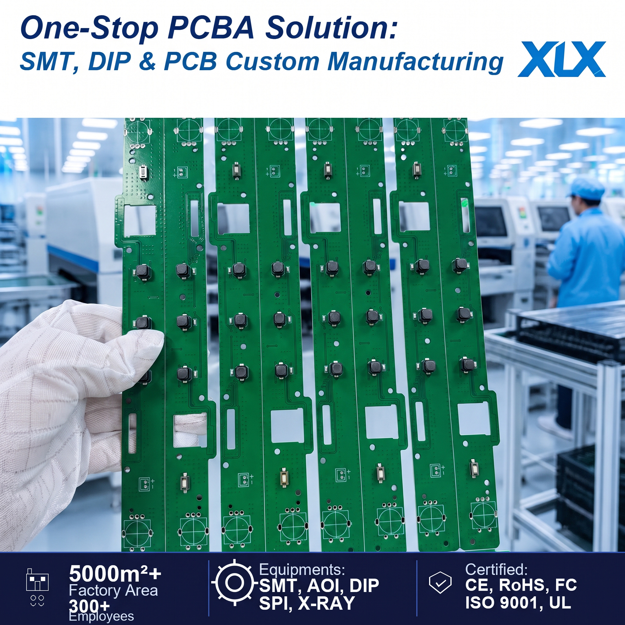 Custom Board ISO9001 Certified Turnkey PCB Assembly OEM Service Manufacturer Design Service Small-batch PCBA SMT FR-4 1 oz,XLX Electronics,Custom Board ISO9001 Certified Turnkey PCB Assembly OEM Service Manufacturer Design Service Small-batch PCBA SMT FR-4 1 oz
