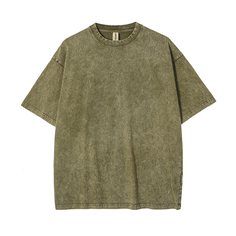 250g washed old stir fried snowflake pure cotton high-quality T-shirt,MY SHOP,250g washed old stir fried snowflake pure cotton high-quality T-shirt