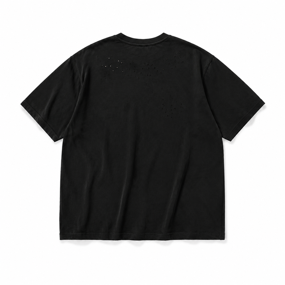 Retro Wormhole Print Short-Sleeve Tee - Meteorite Black