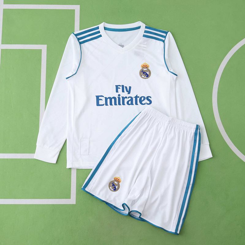 1718 season Real Madrid CF home Long sleeve Kids kit
